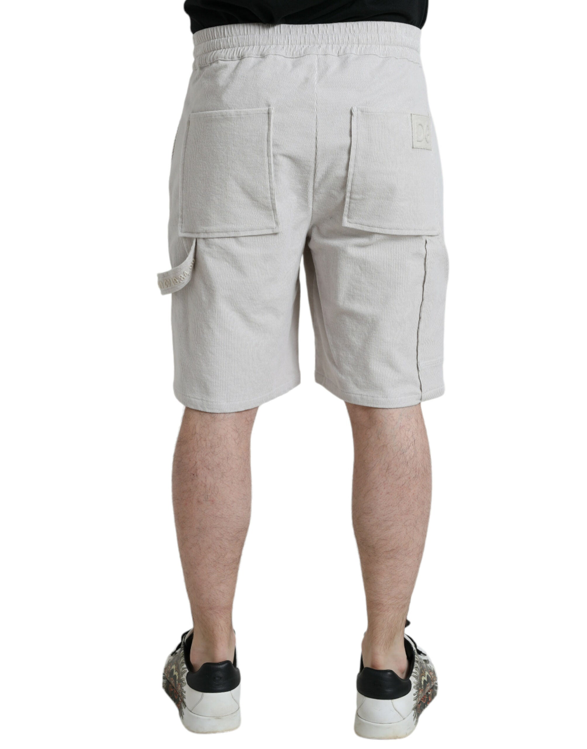 Beige katoenen corduroy bermudashorts met logo