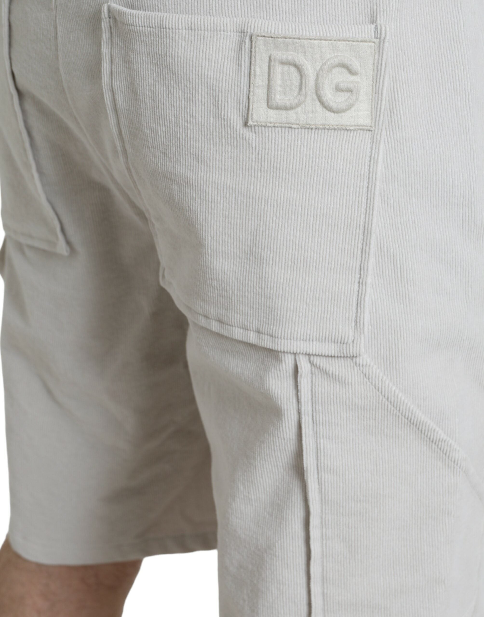 Beige katoenen corduroy bermudashorts met logo
