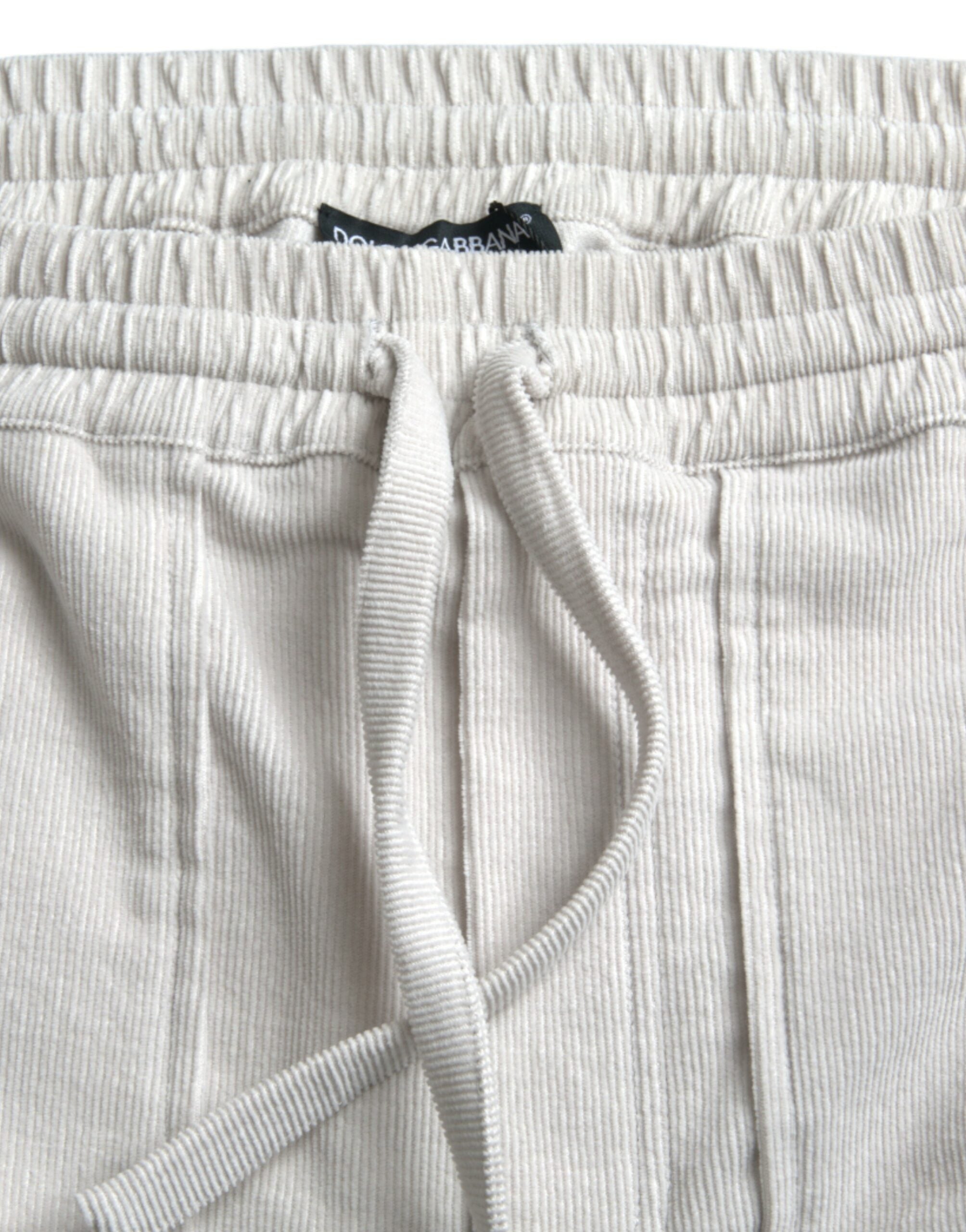 Beige katoenen corduroy bermudashorts met logo