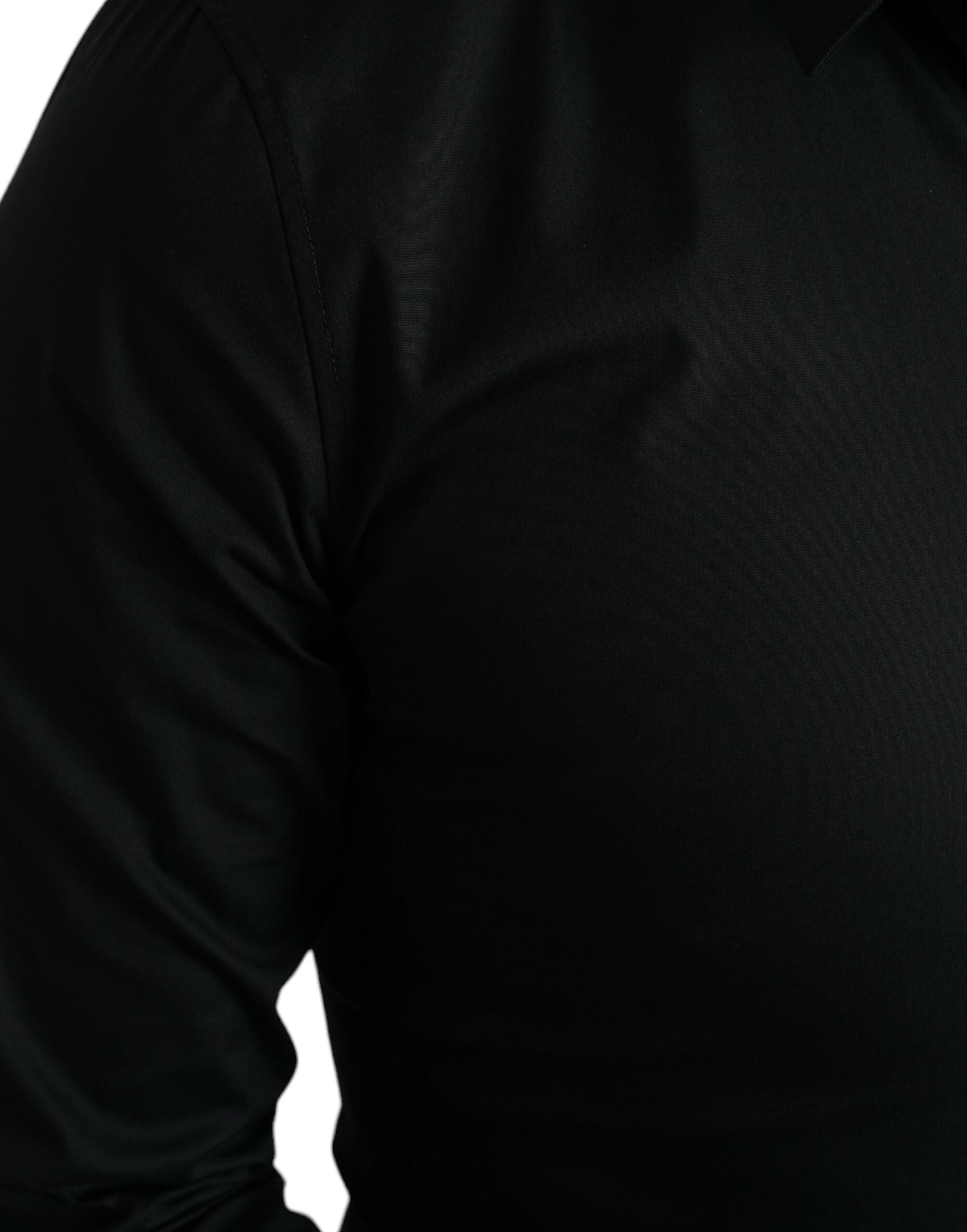 Zwart katoenen stretch slim formeel overhemd