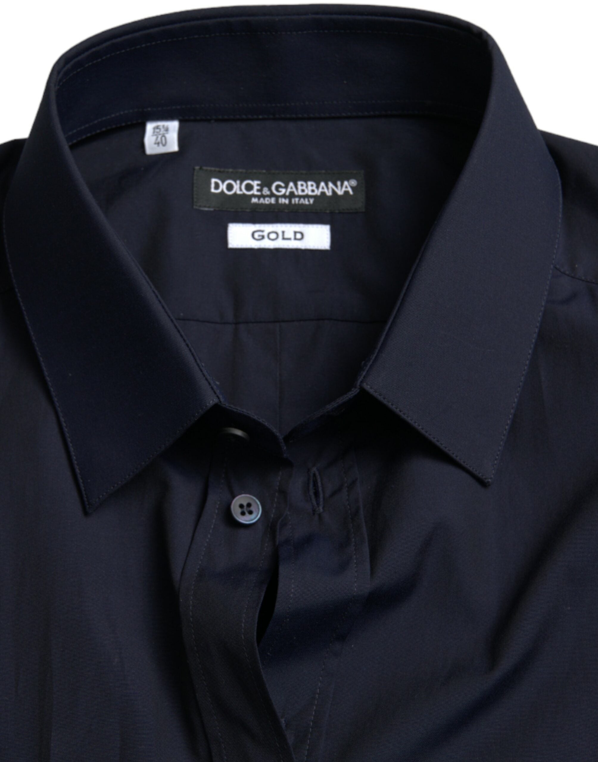 Marineblauw slim fit formeel goudkleurig overhemd