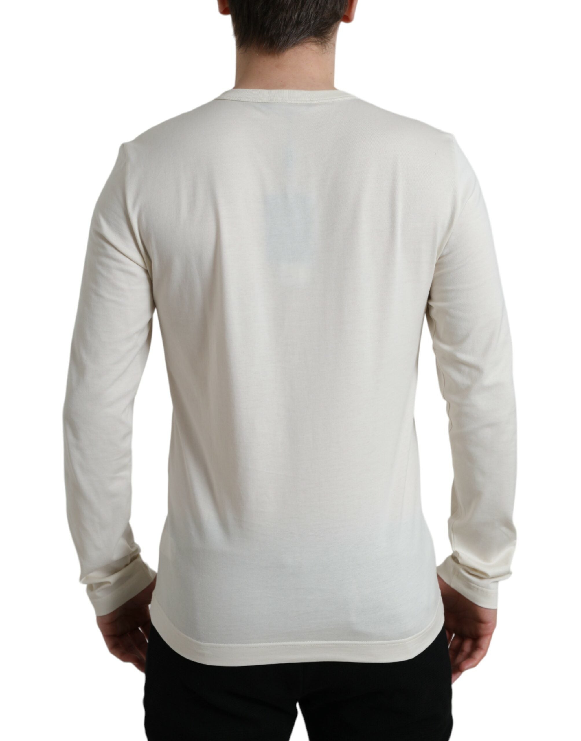 Off White Katoenen Henley Pullover Trui