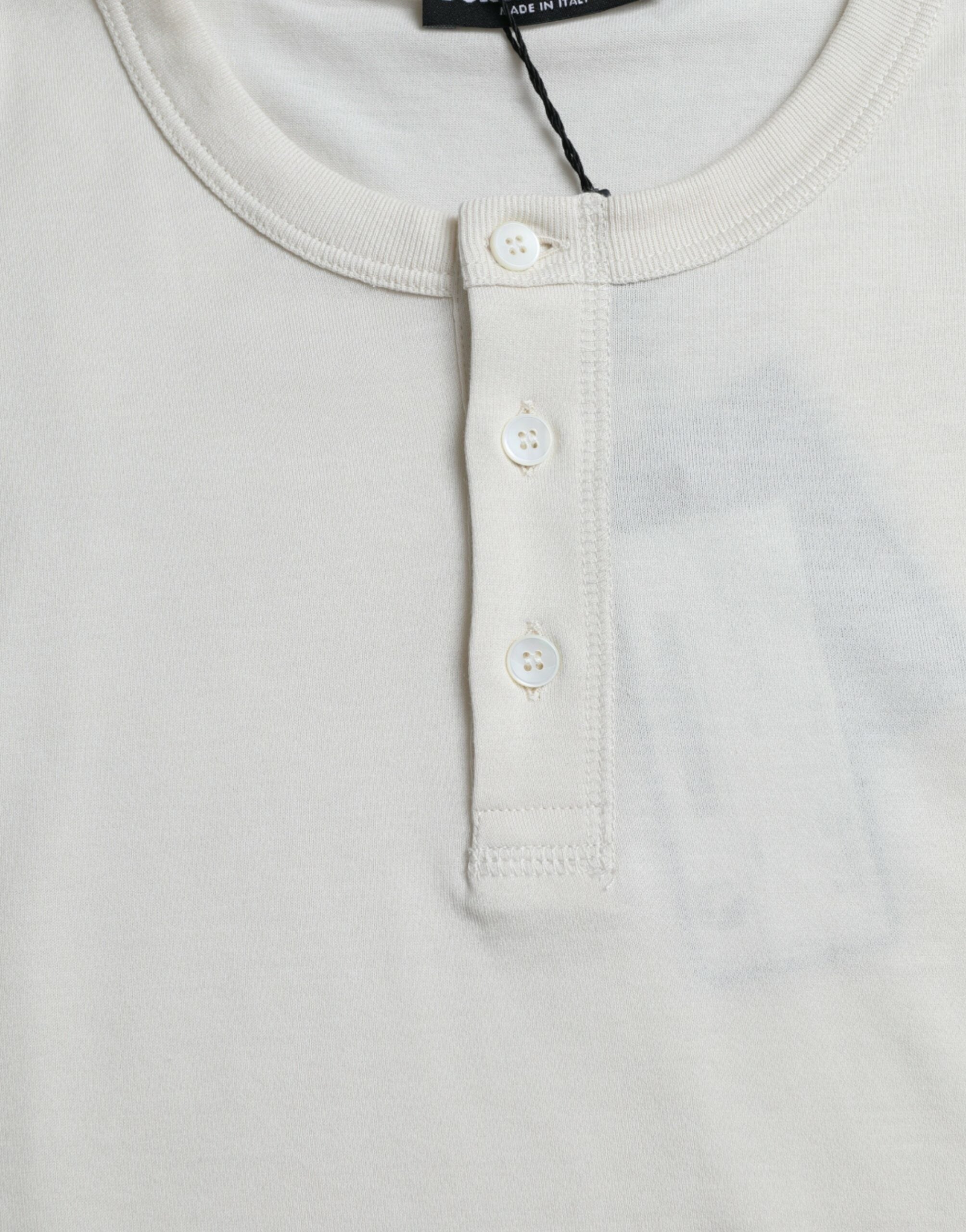 Off White Katoenen Henley Pullover Trui