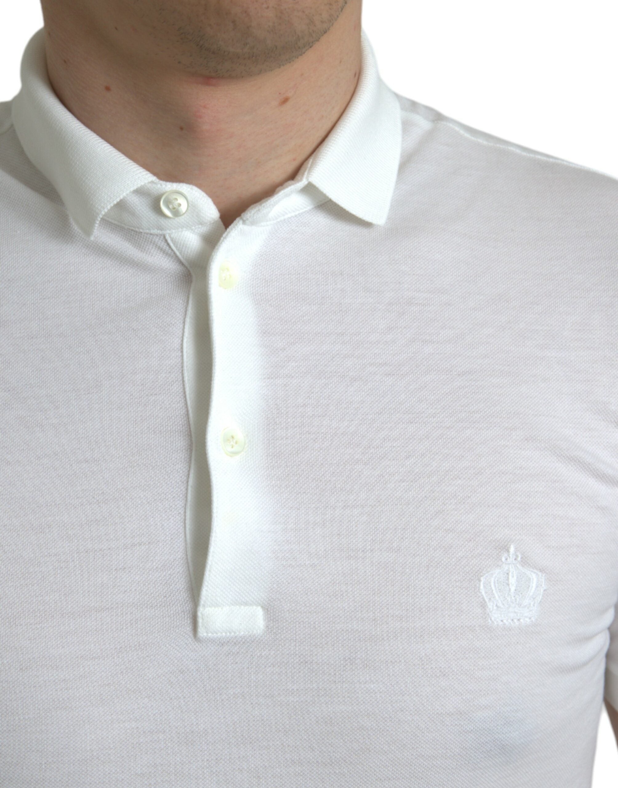Wit kraag T-shirt met korte mouwen en kroon