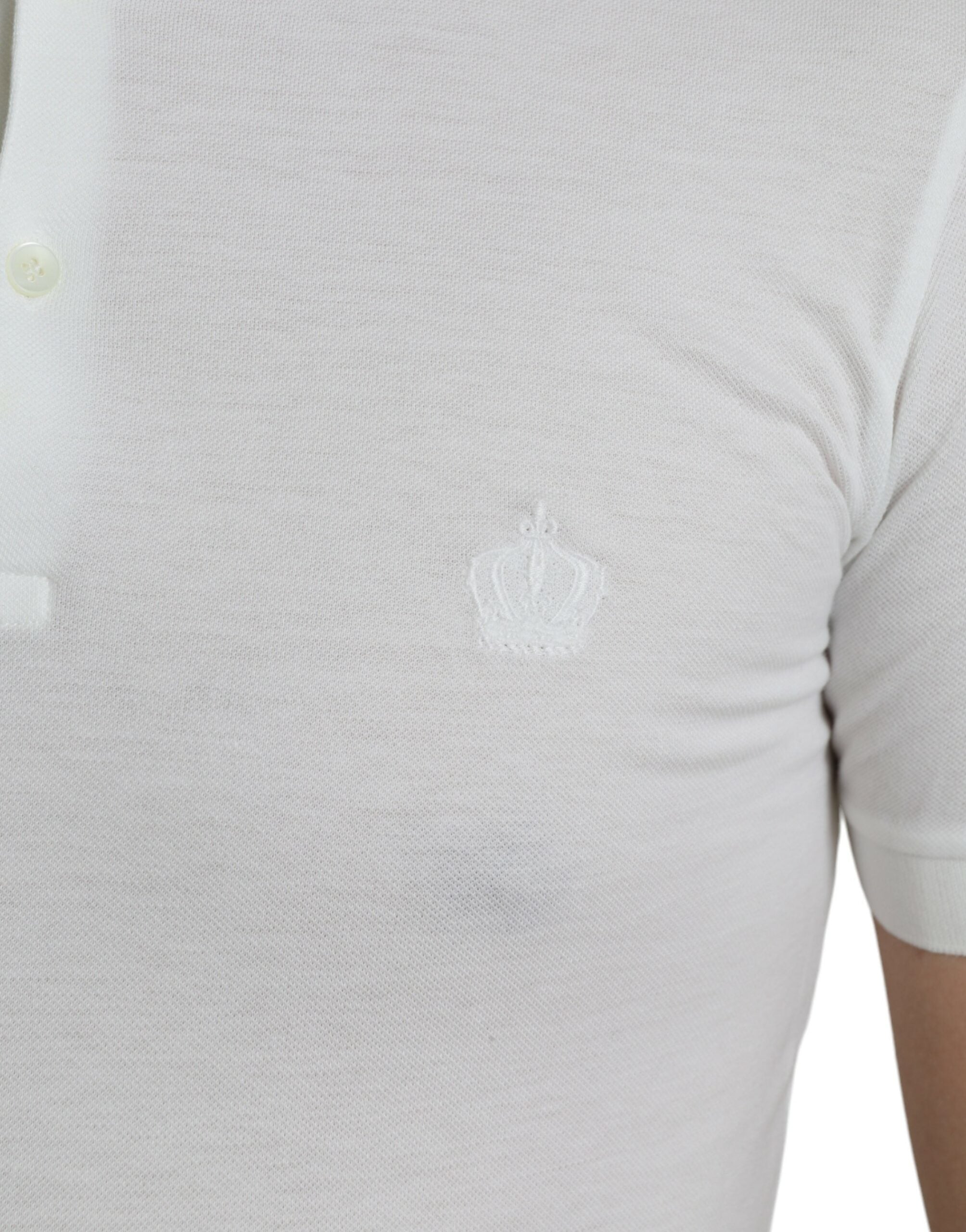 Wit kraag T-shirt met korte mouwen en kroon