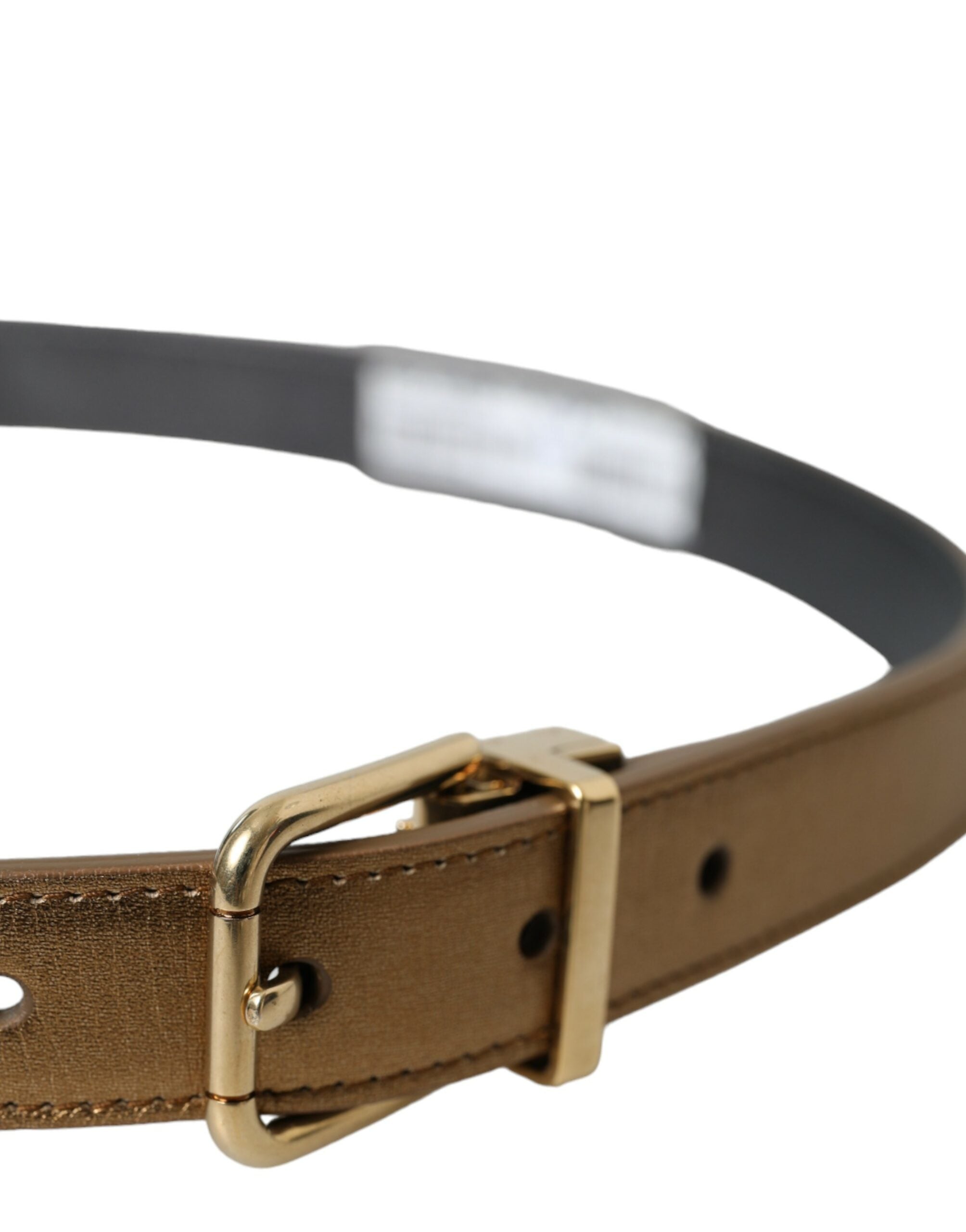 Metallic gouden kalfsleren riem met metalen gesp