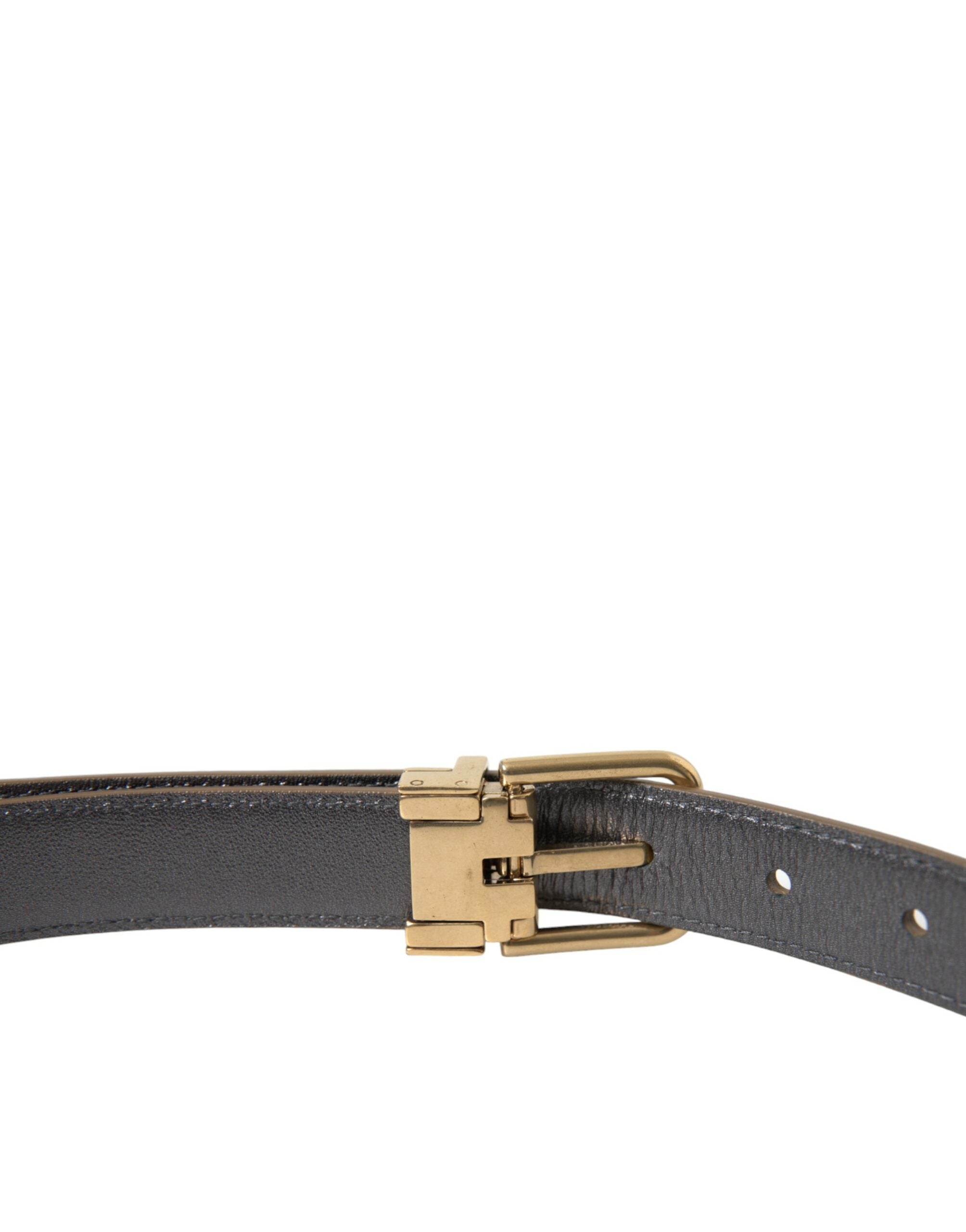 Metallic gouden kalfsleren riem met metalen gesp