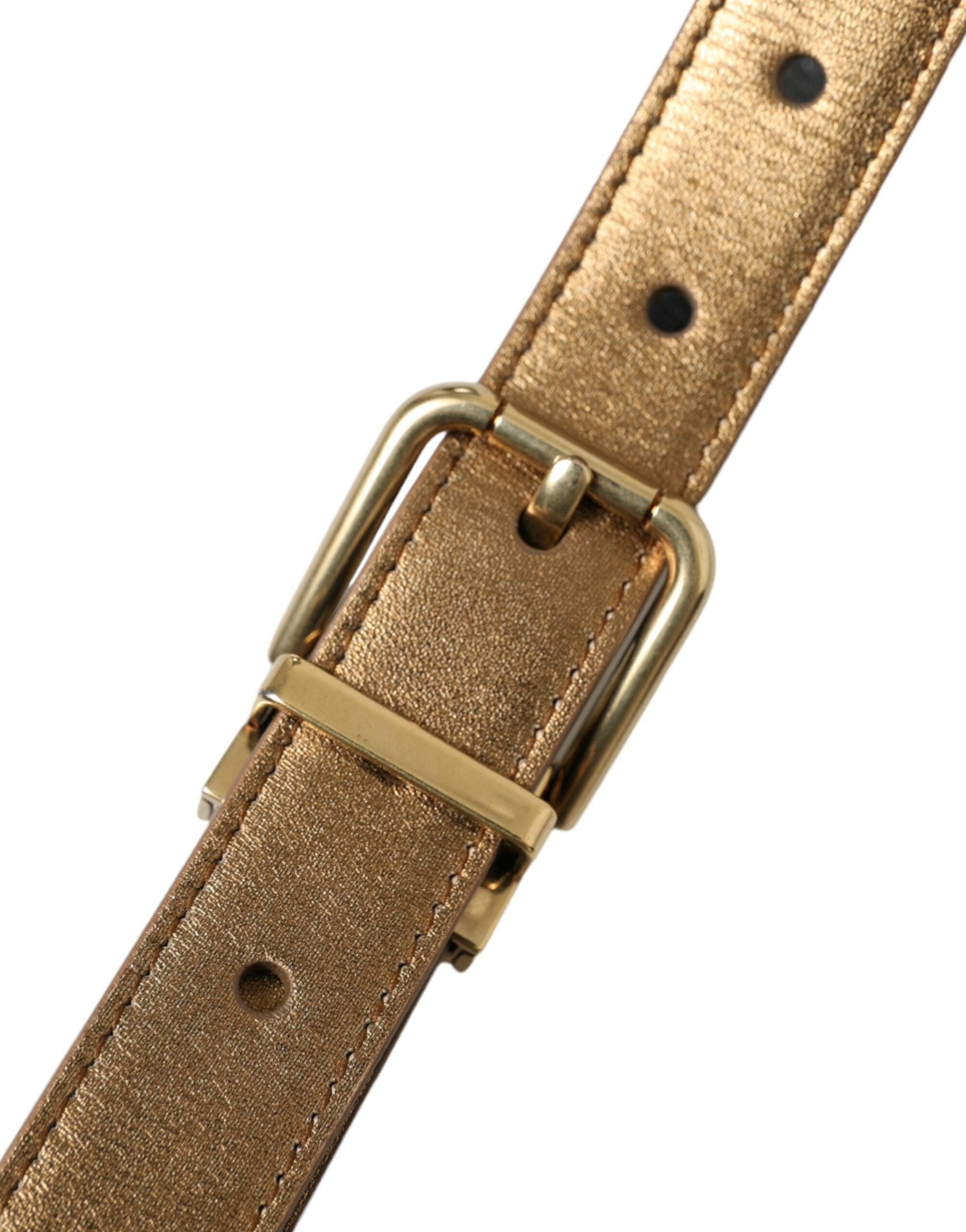 Metallic gouden kalfsleren riem met metalen gesp