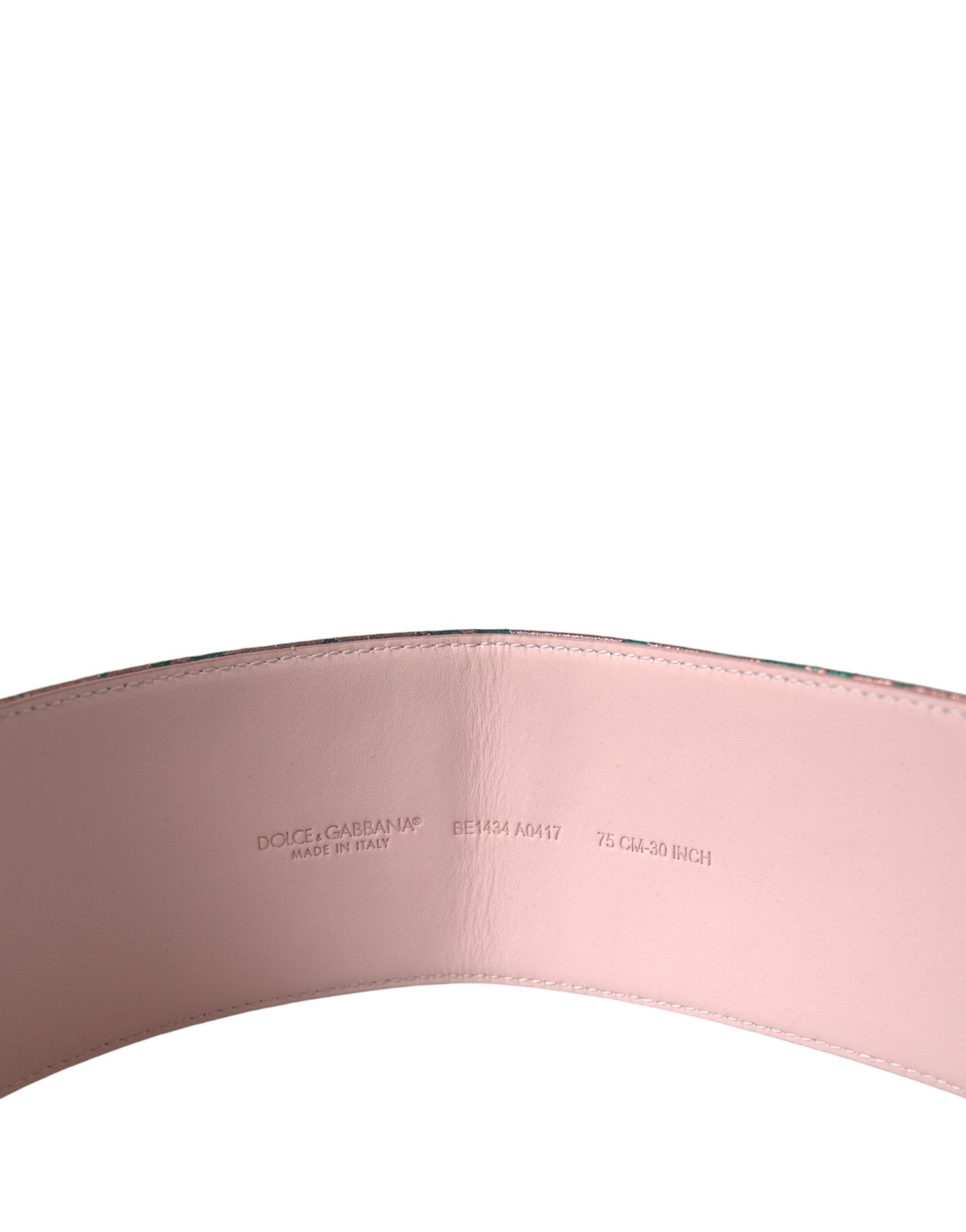 Veelkleurige bloemenjacquard lurex gouden gesp riem