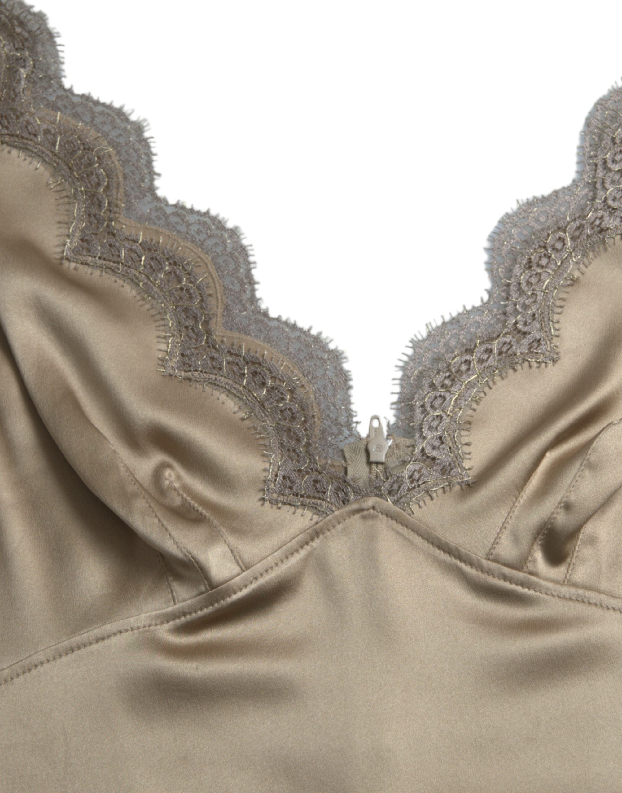 Bruine tanktop met V-hals en kantversiering