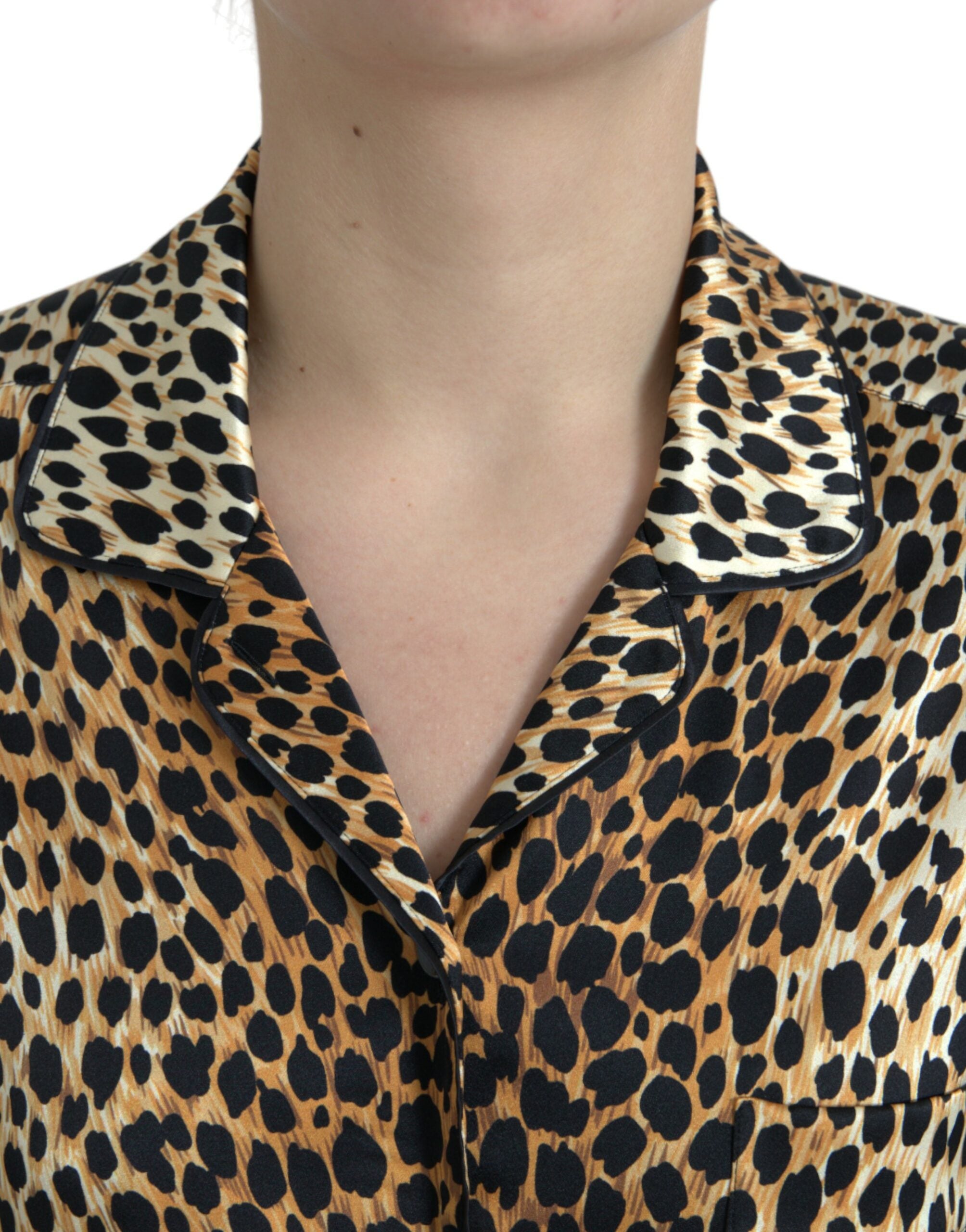 Bruine luipaardprint blouse met lange mouwen