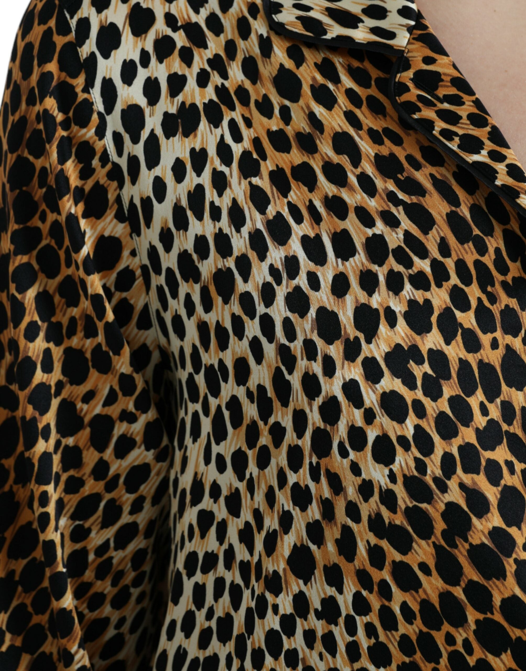 Bruine luipaardprint blouse met lange mouwen