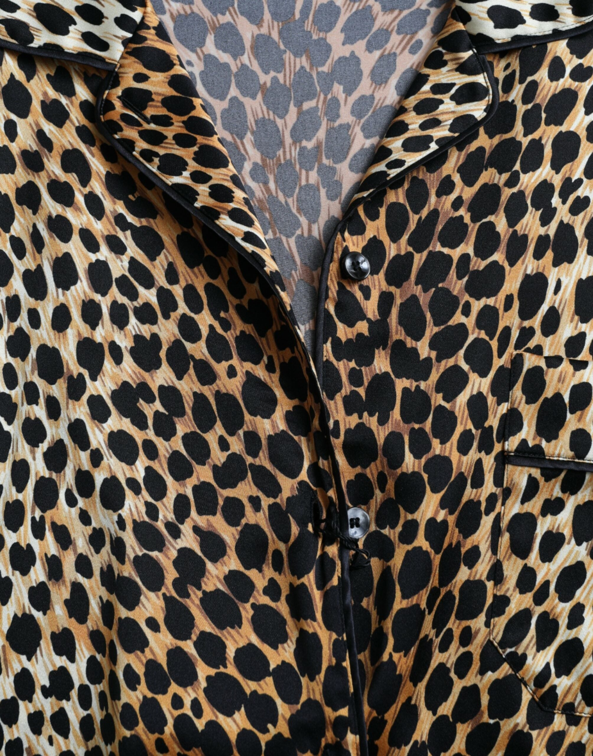 Bruine luipaardprint blouse met lange mouwen