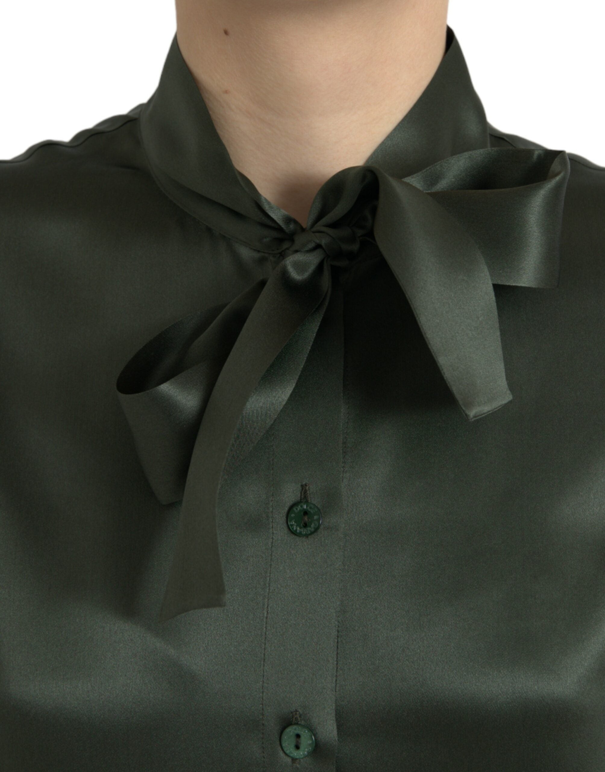 Grijze blouse met lange mouwen en Ascot-kraag