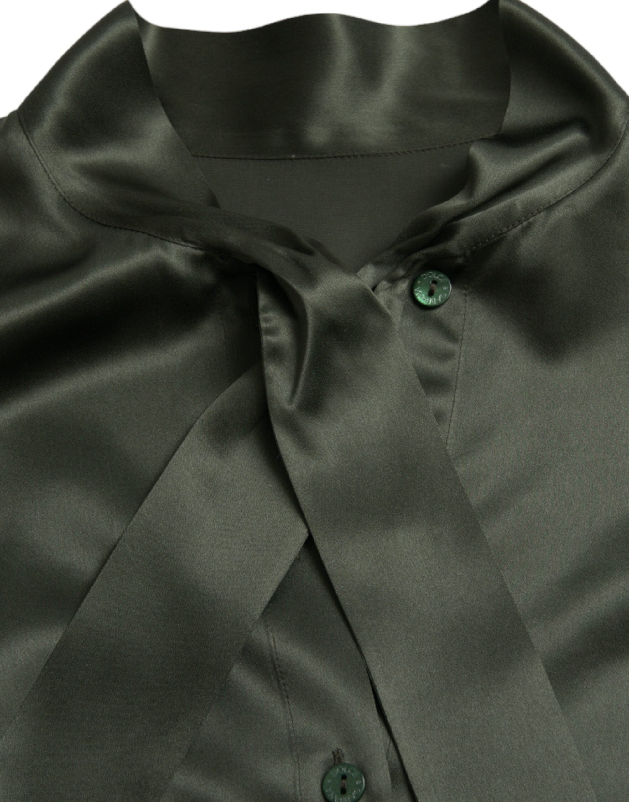 Grijze blouse met lange mouwen en Ascot-kraag