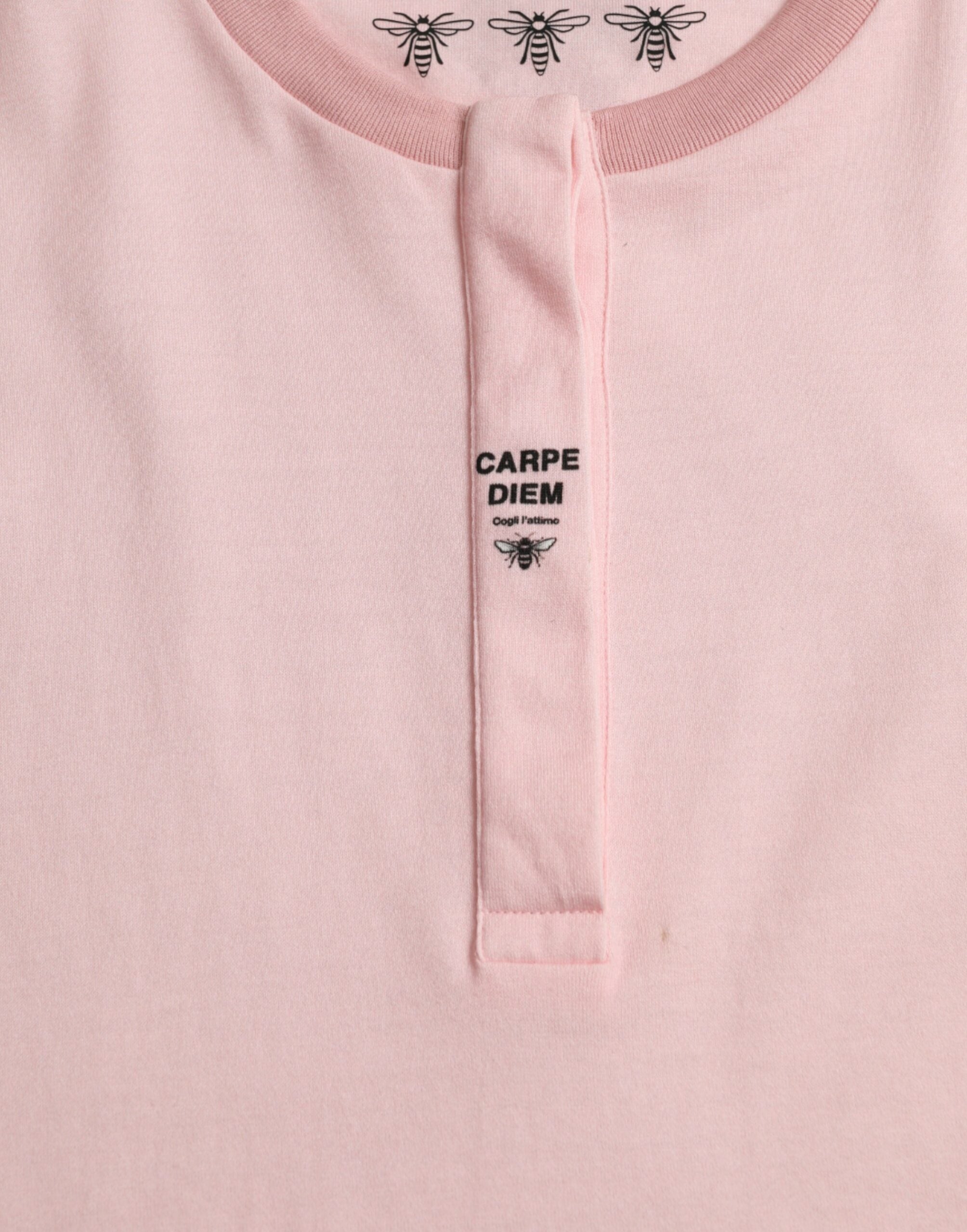 Roze katoenen T-shirt met korte mouwen en bloemenprint