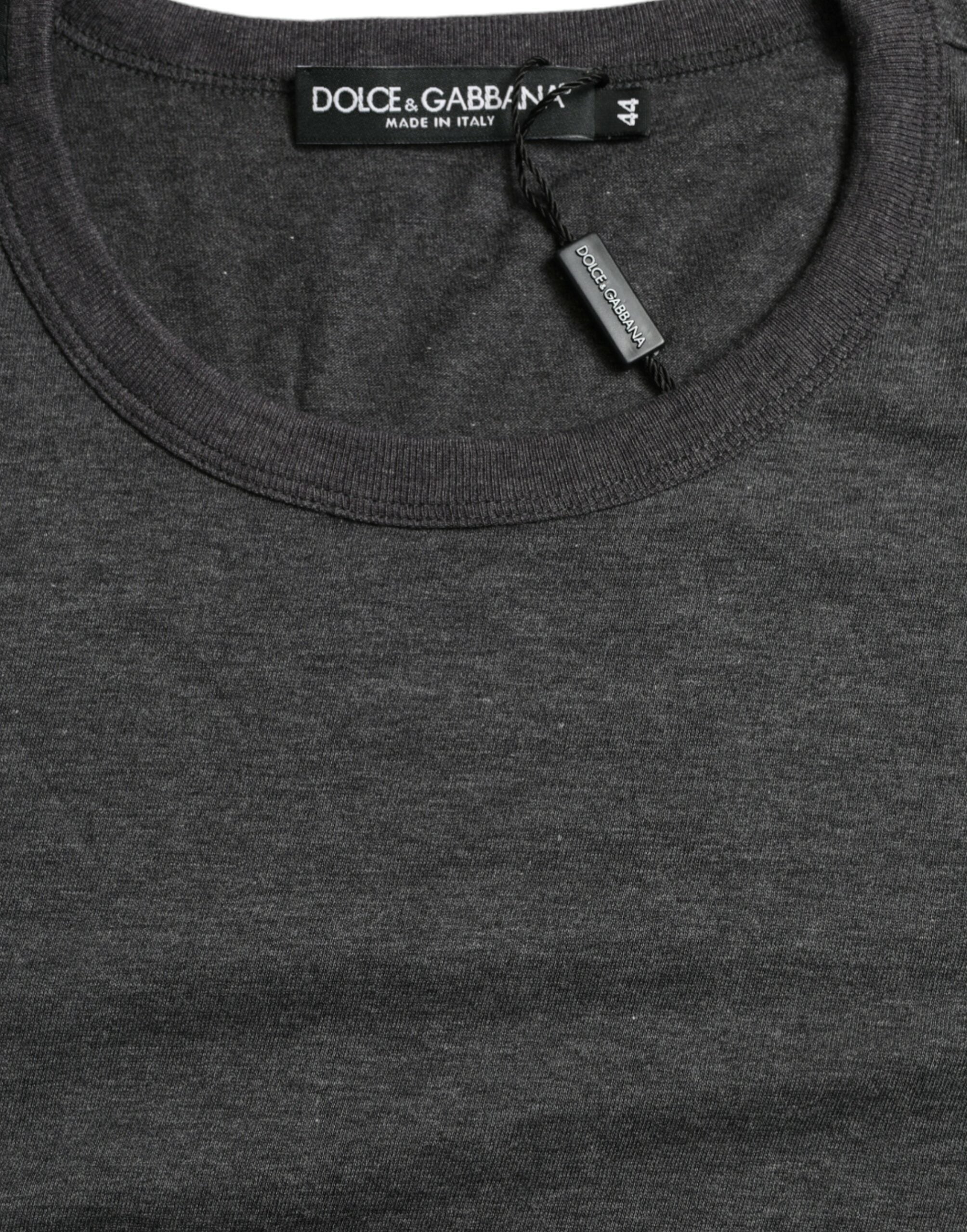 Donkergrijs katoenen T-shirt met ronde hals