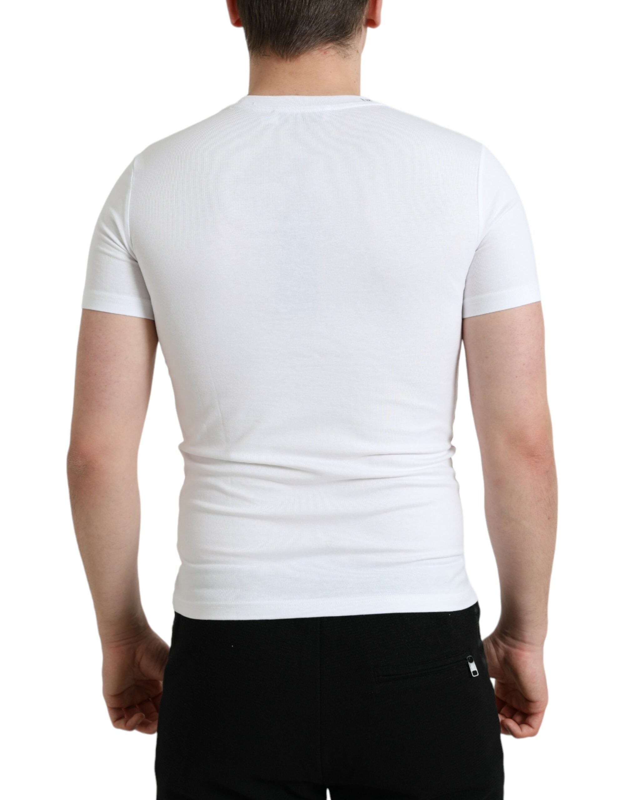 Wit T-shirt met ronde hals en logoprint van katoen
