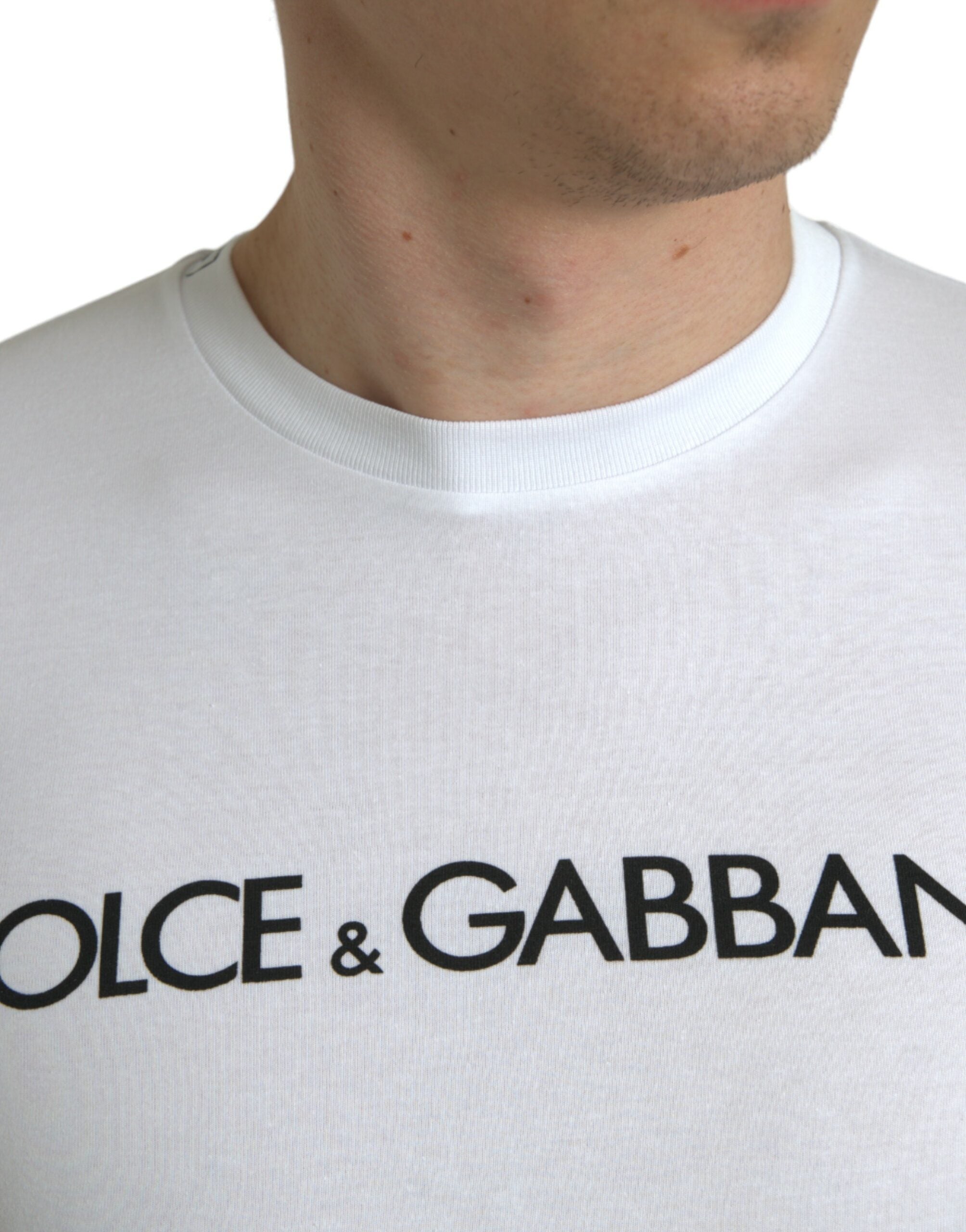 Wit T-shirt met ronde hals en logoprint van katoen