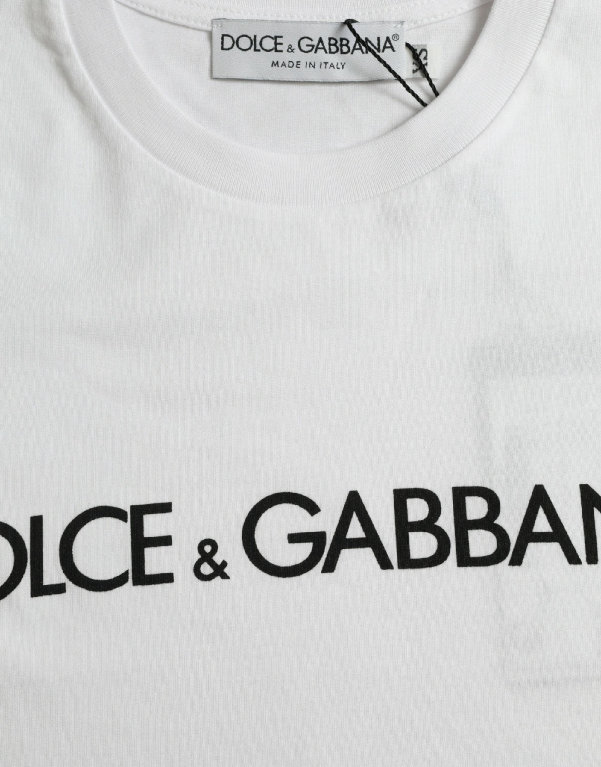 Wit T-shirt met ronde hals en logoprint van katoen