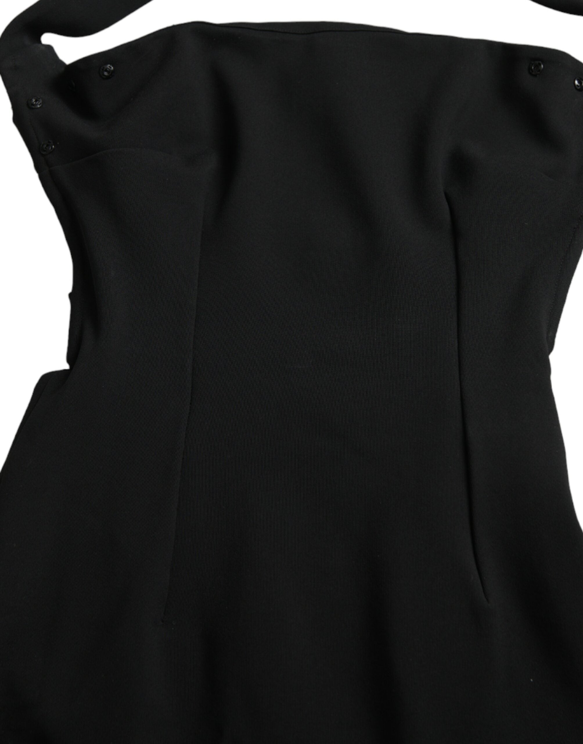 Zwarte mouwloze midi-jurk met halterhals