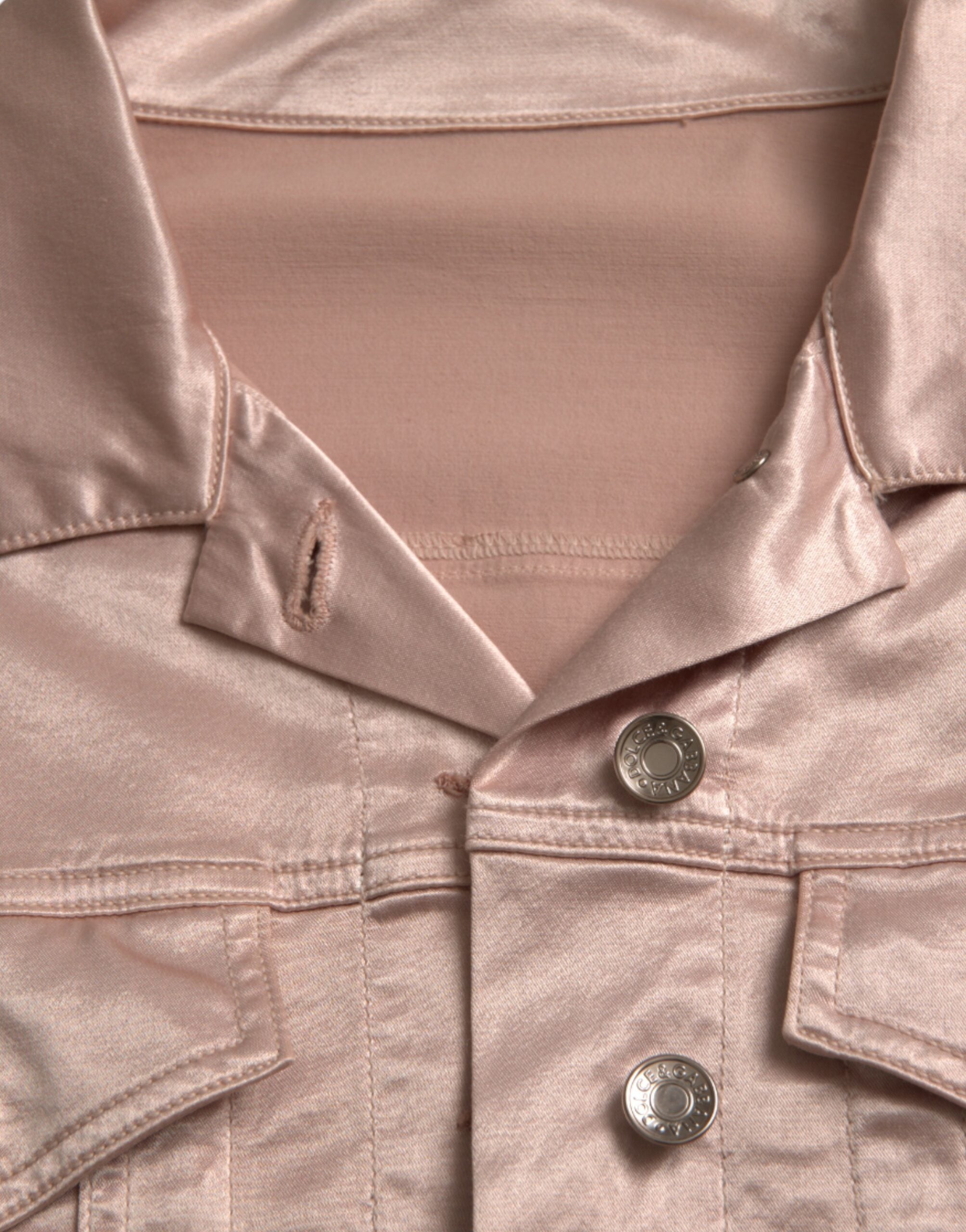 Roze katoenen stretch cropped jasje met kraag