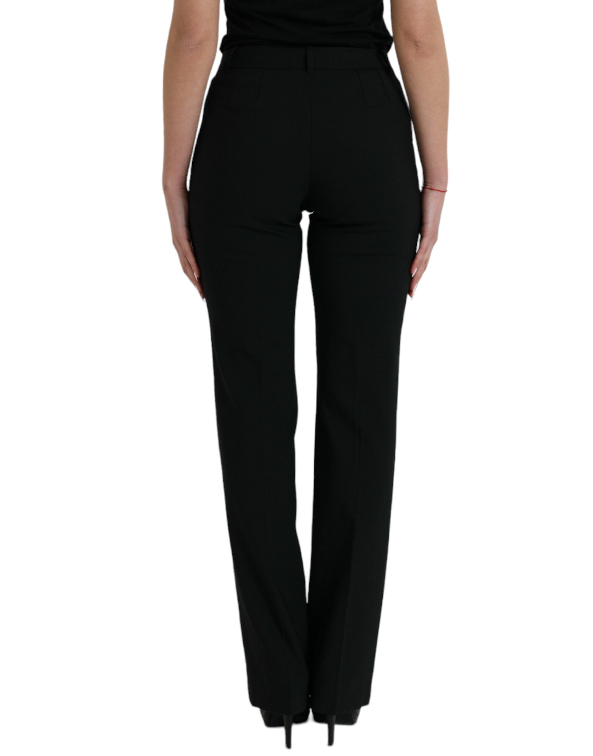 Zwarte wollen broek met taps toelopende taille
