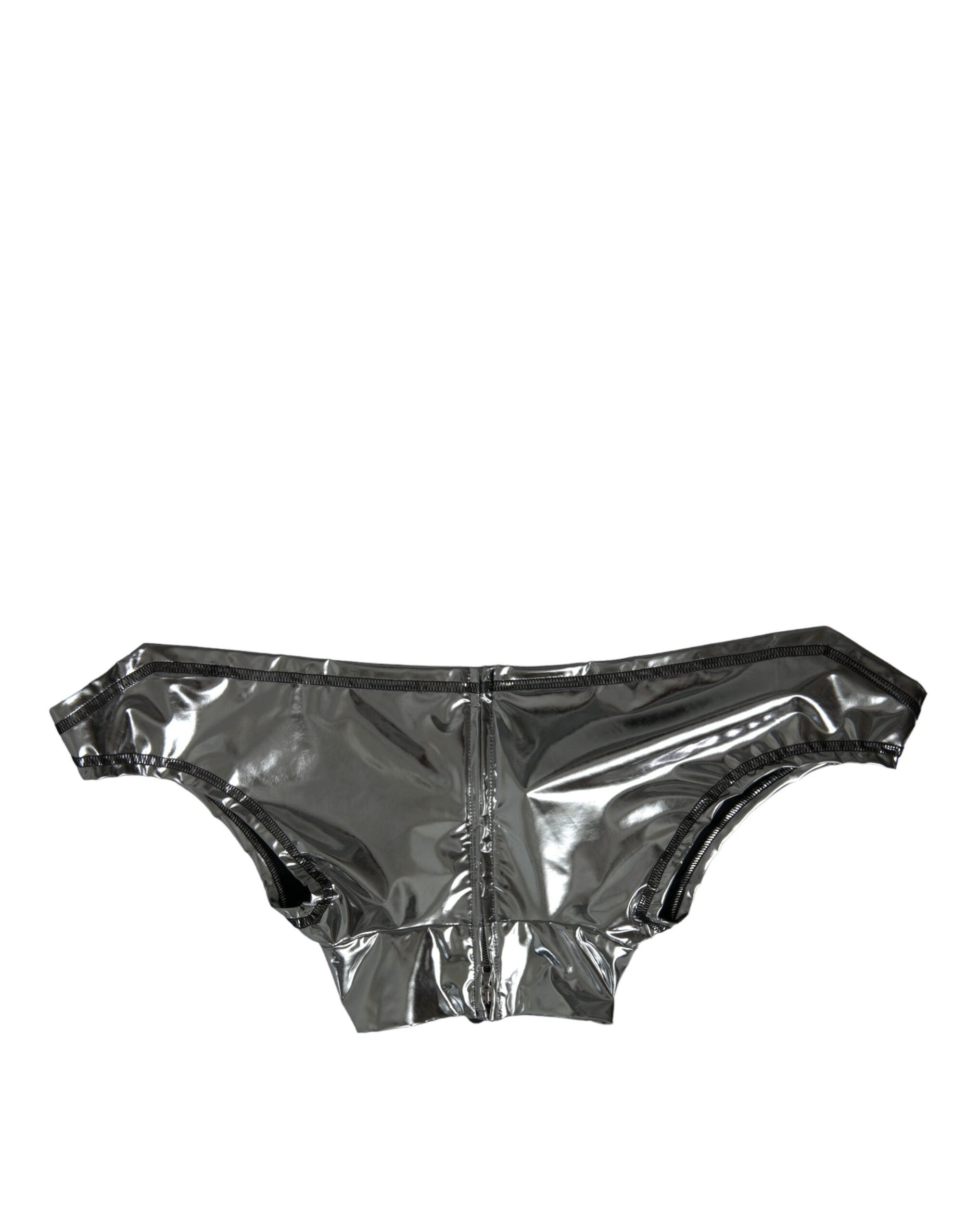 Zilveren polyester stretch top