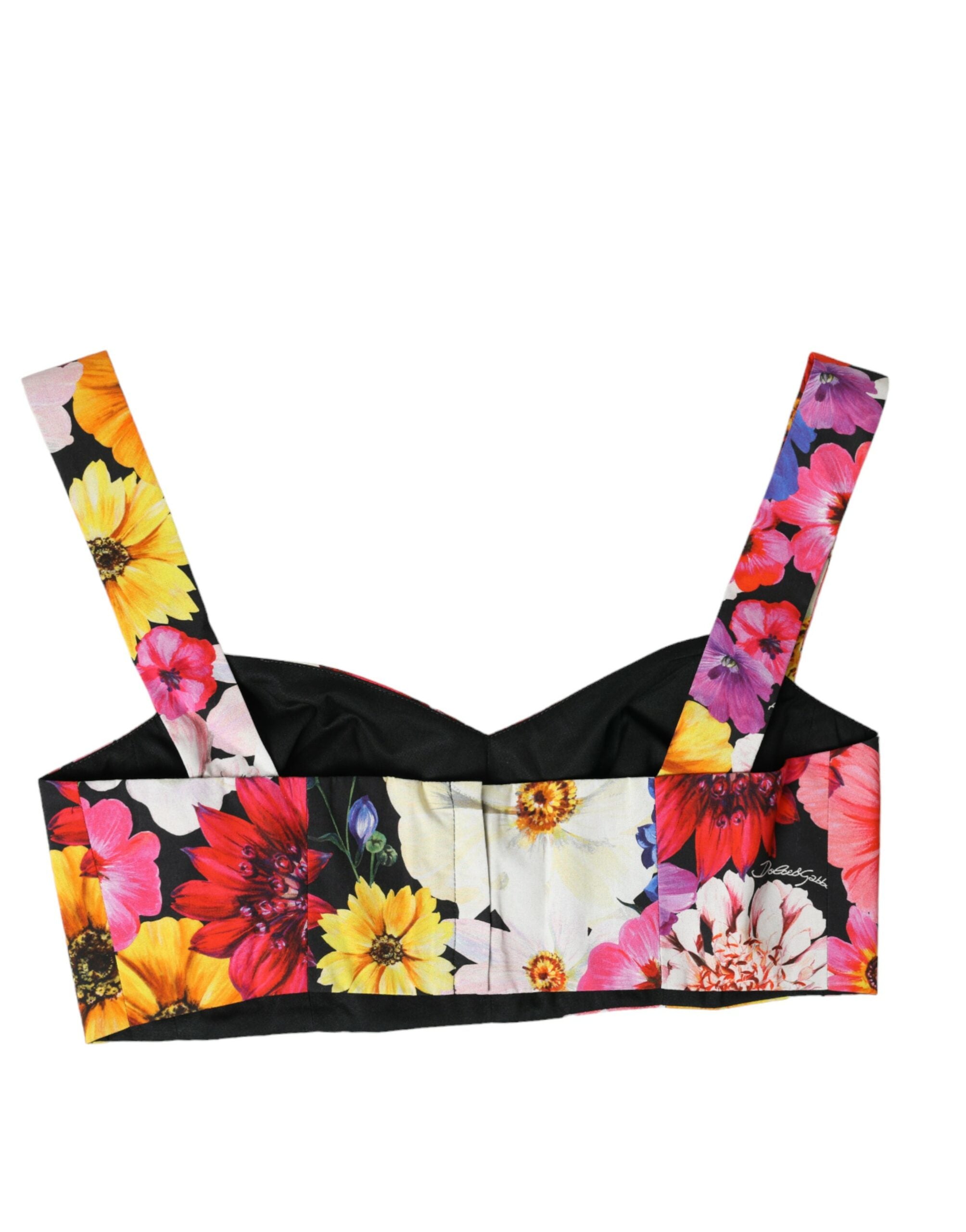 Meerkleurige bloemenprint mouwloze bustier crop top
