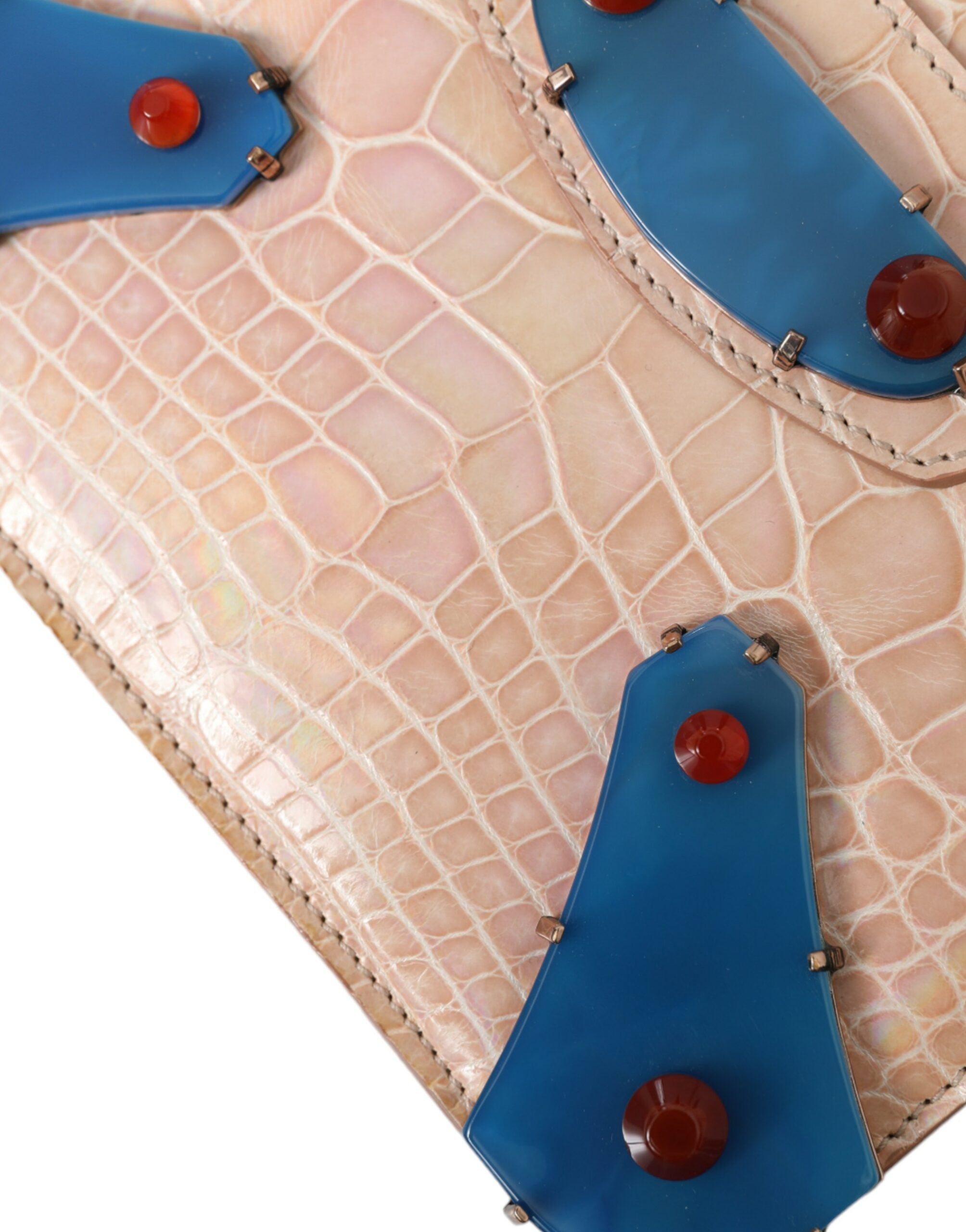 Beige blauwe agaat exotische leren gouden ketting portemonnee tas