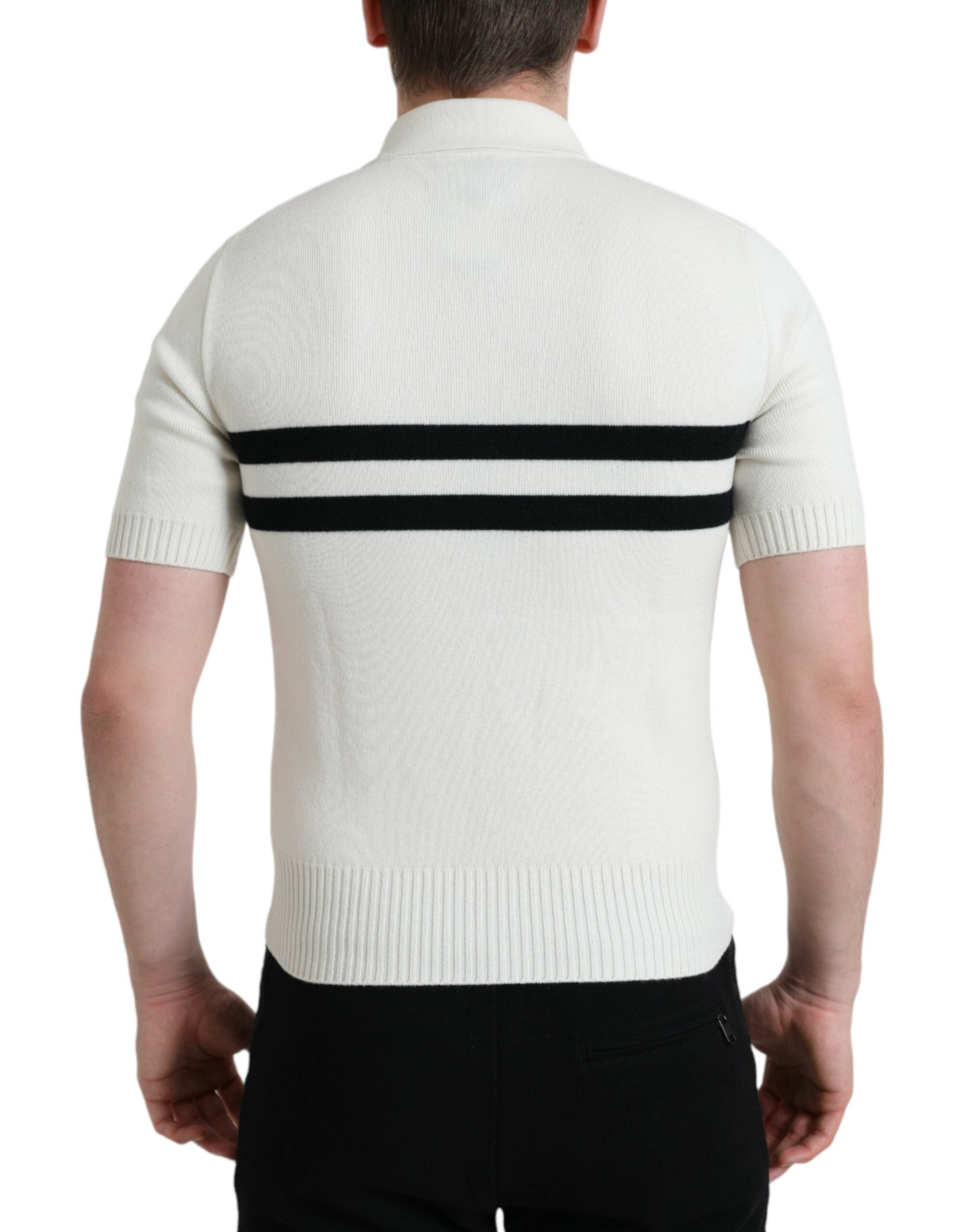 Wit DG-logo Henley-shirt met kraag