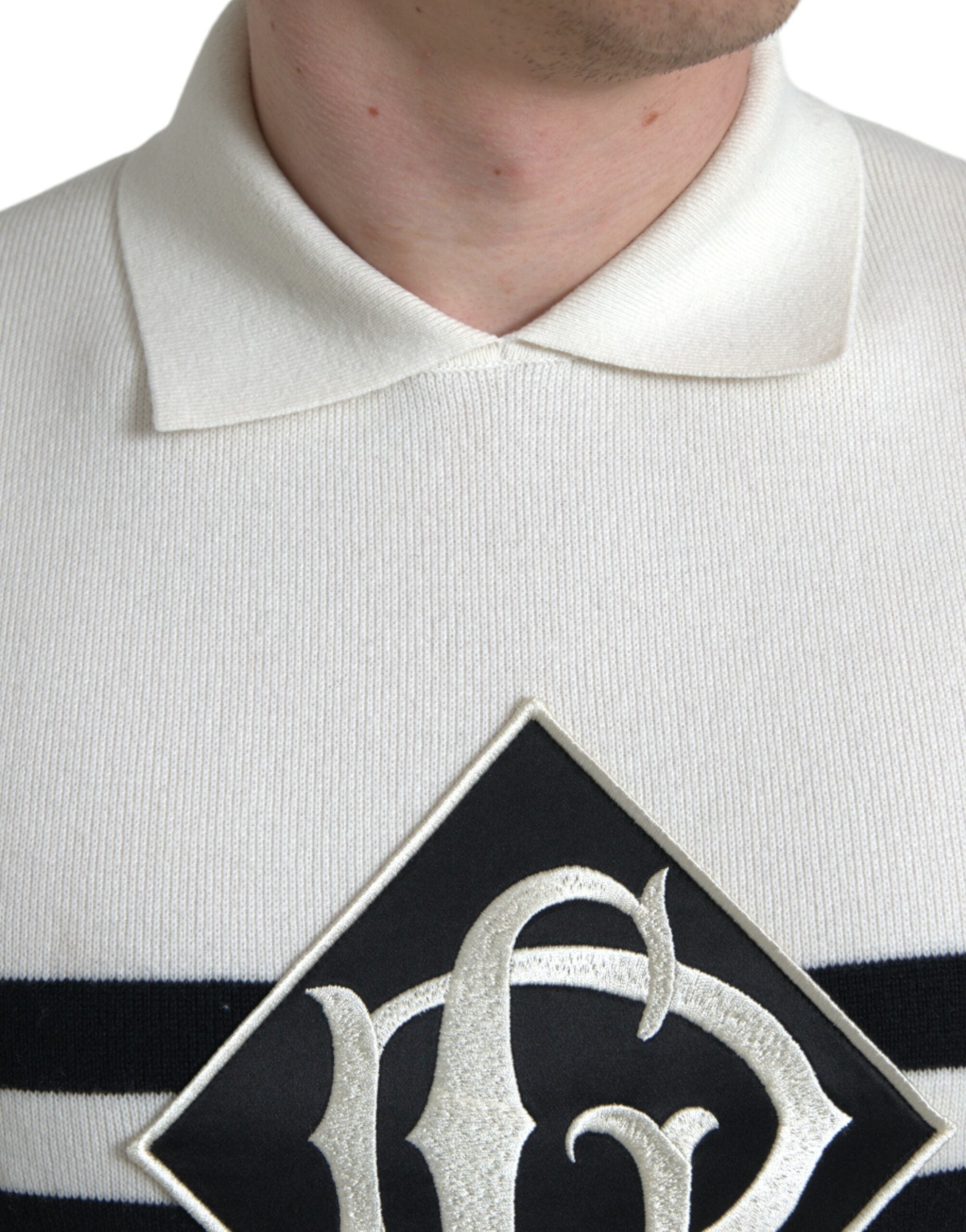 Wit DG-logo Henley-shirt met kraag