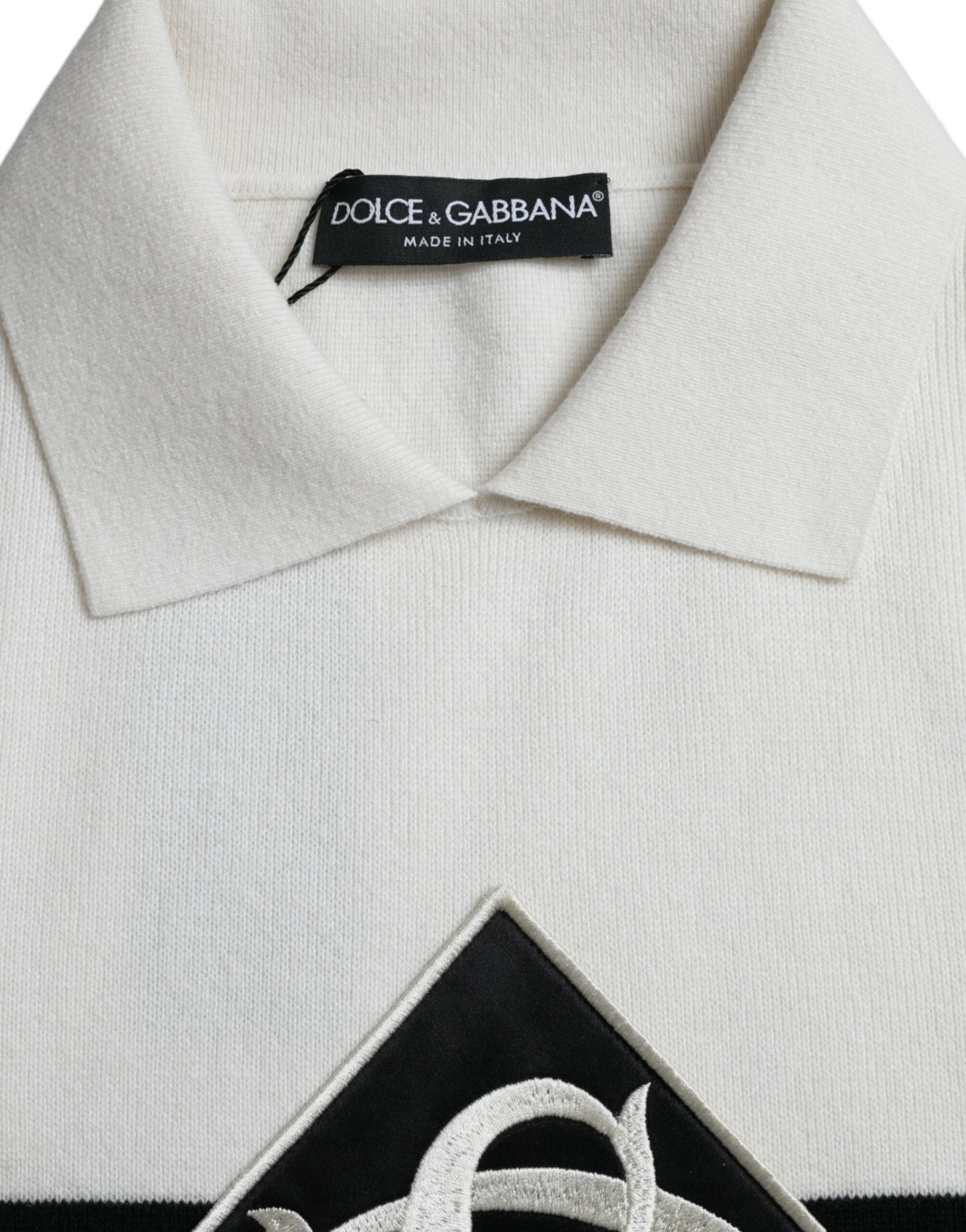 Wit DG-logo Henley-shirt met kraag