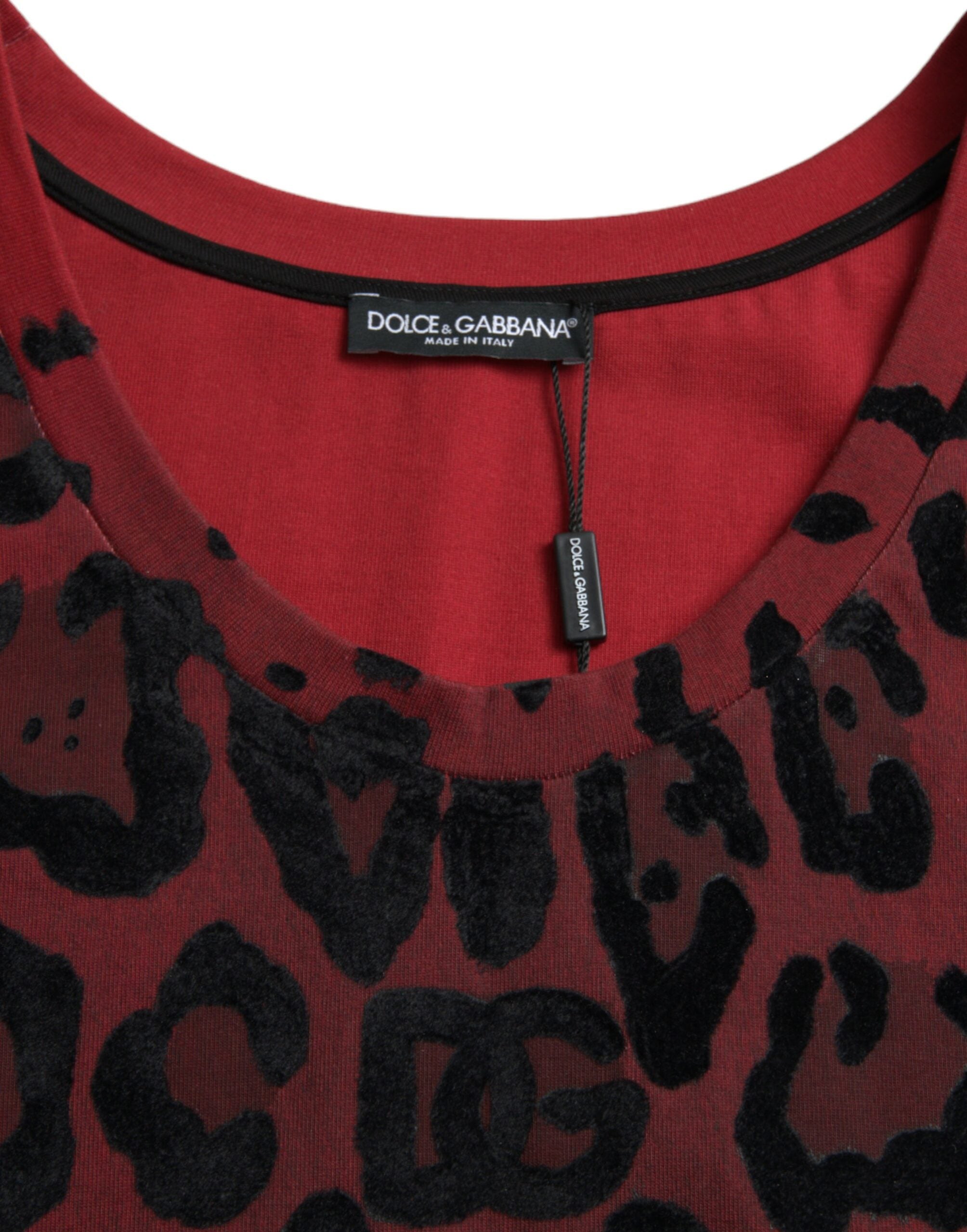 Rood luipaardprint mouwloos tanktop-shirt