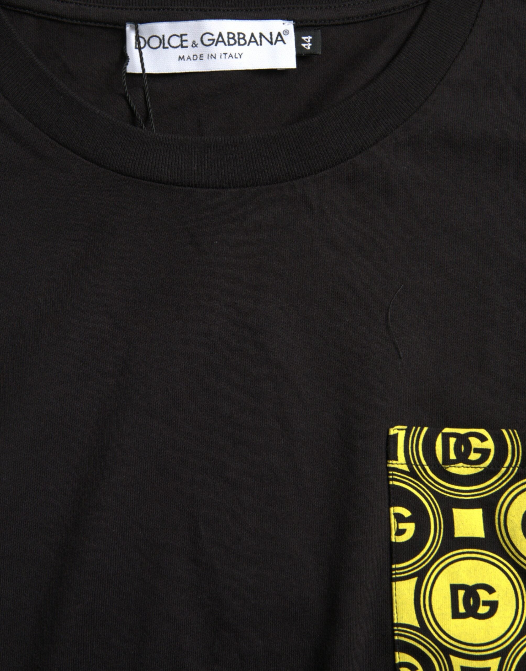 Zwart katoenen T-shirt met ronde hals en print