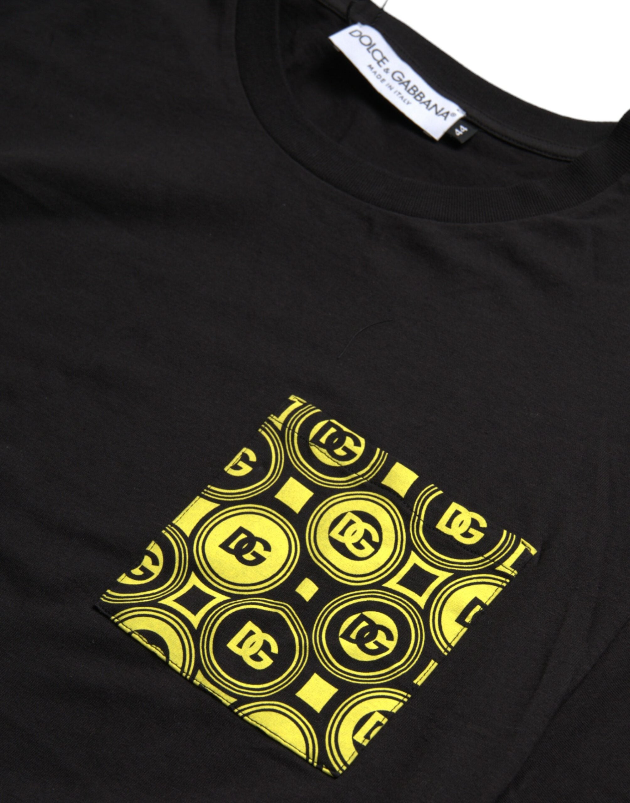 Zwart katoenen T-shirt met ronde hals en print