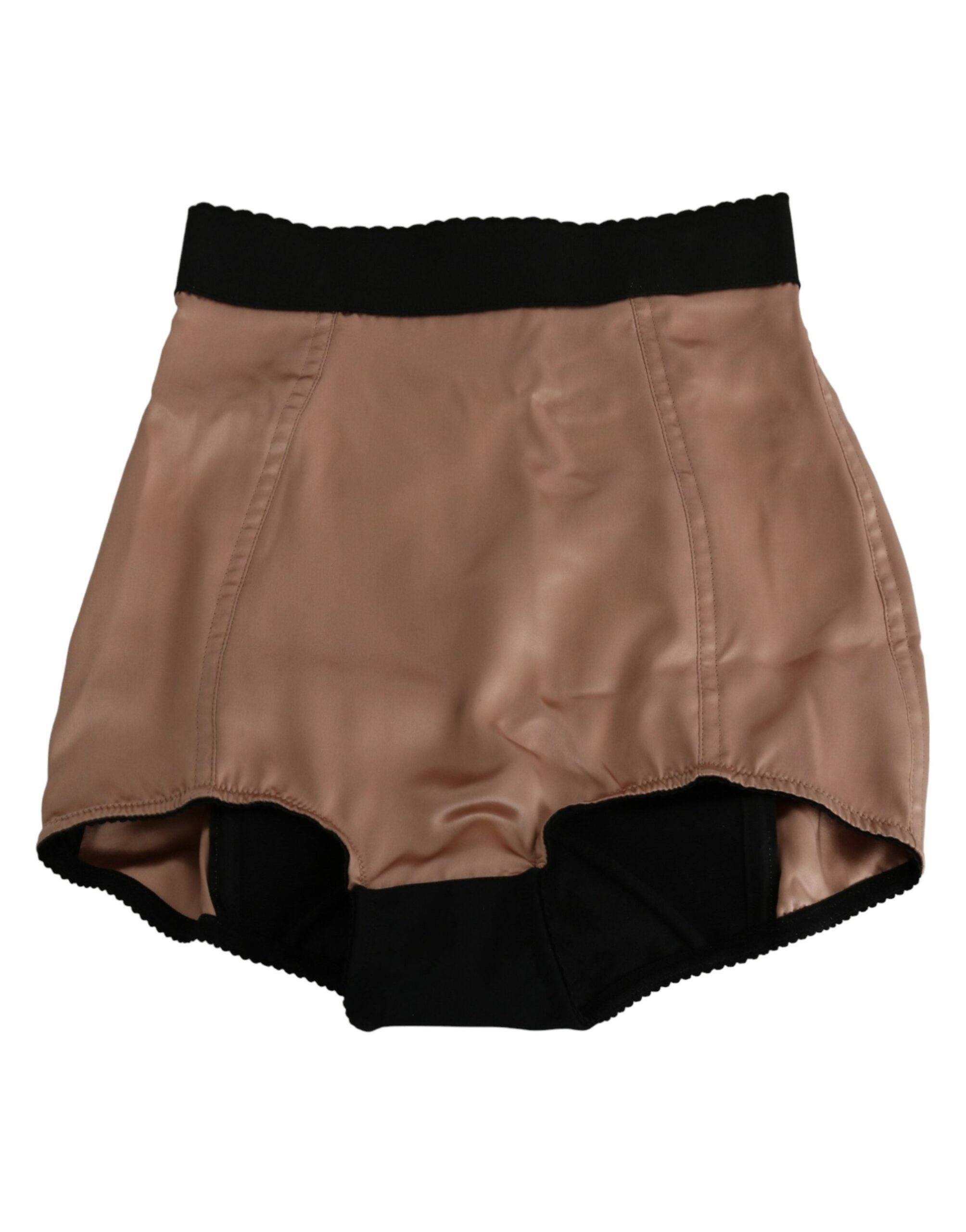 Beige zijden mini hotpants met hoge taille