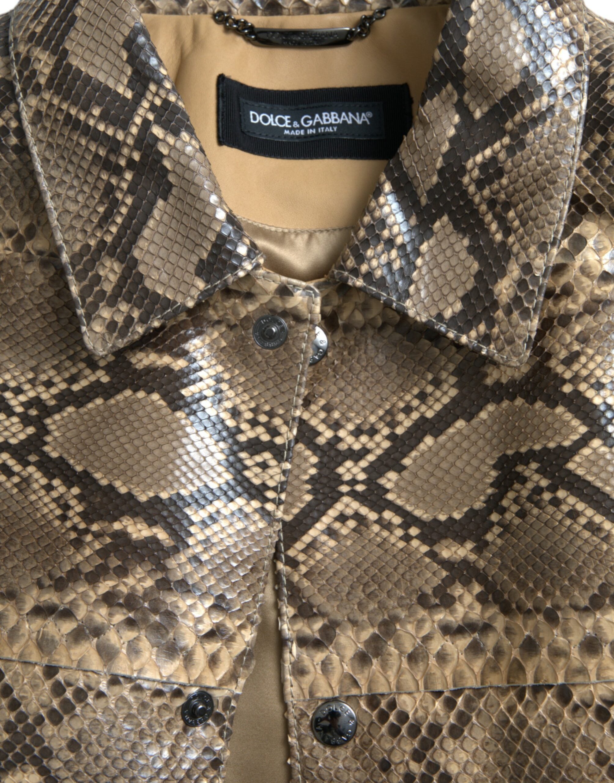 Beige exotische leren bikerblousejack