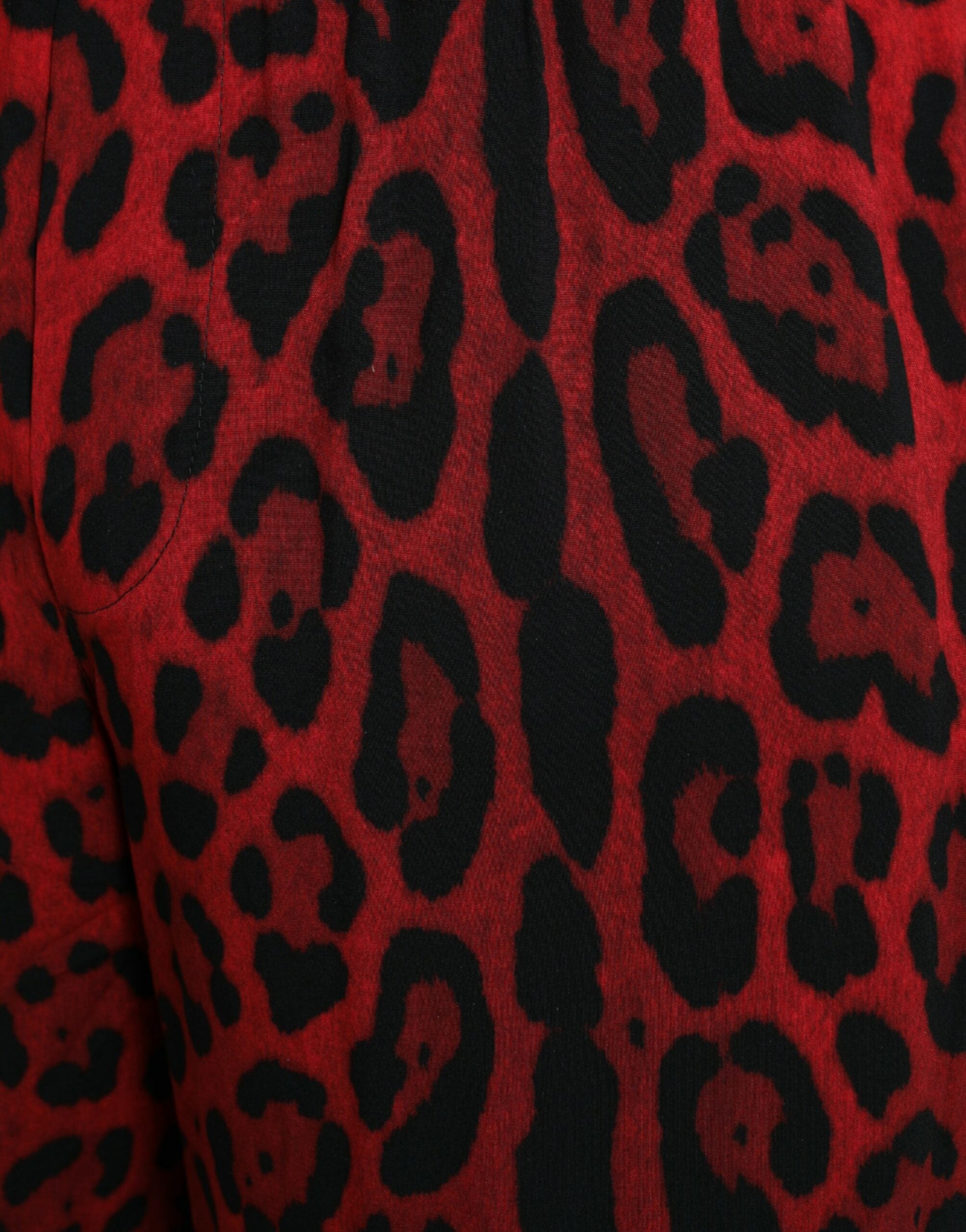 Rode luipaardprint viscose bermuda shorts