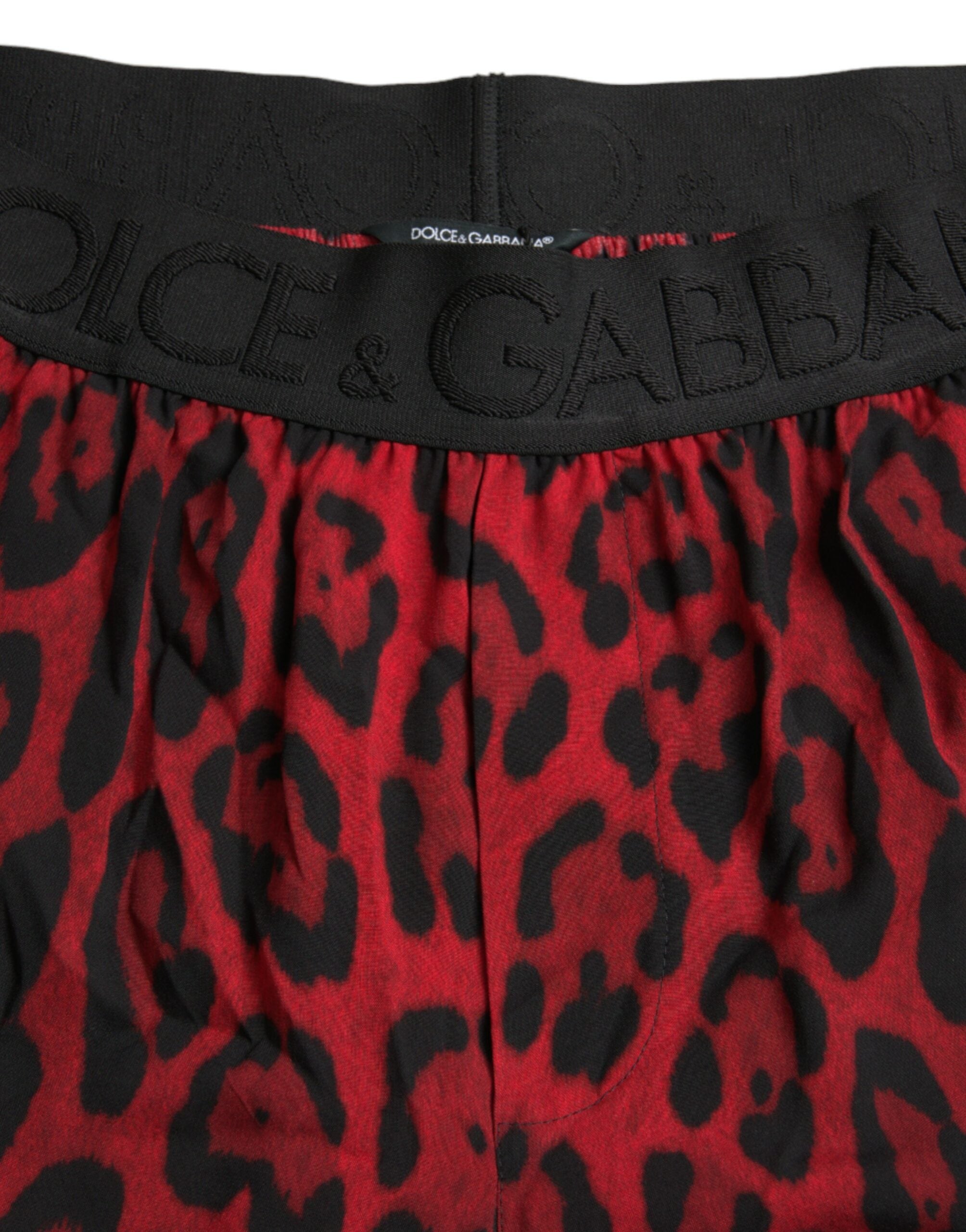 Rode luipaardprint viscose bermuda shorts