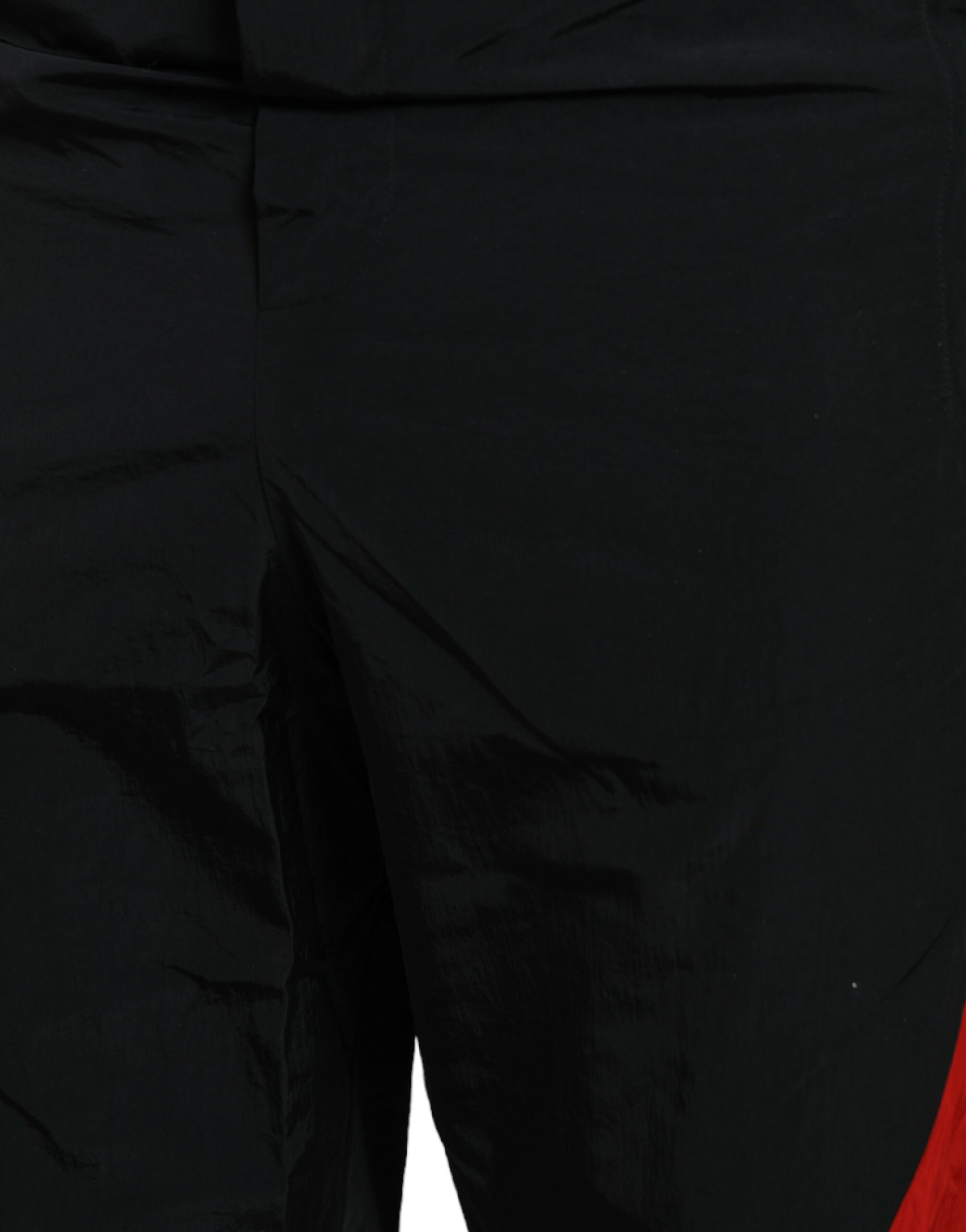 Zwarte rode luipaardprint nylon joggingbroek