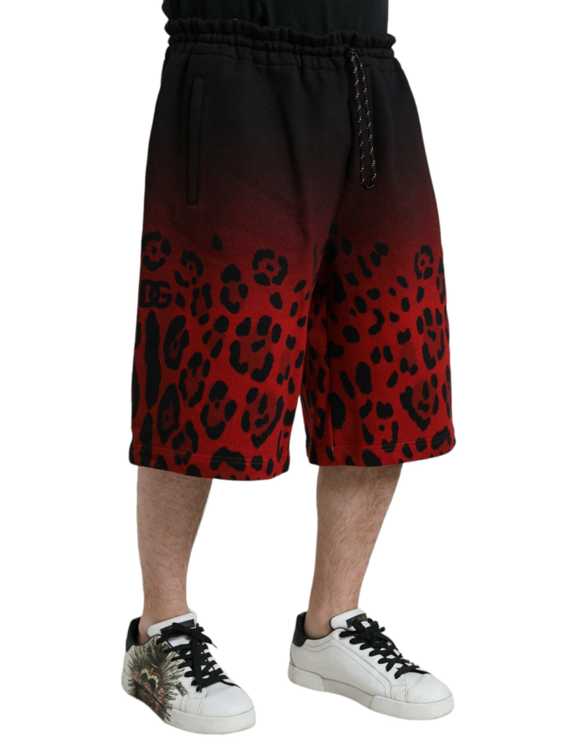 Rode luipaardprint katoenen bermudashorts