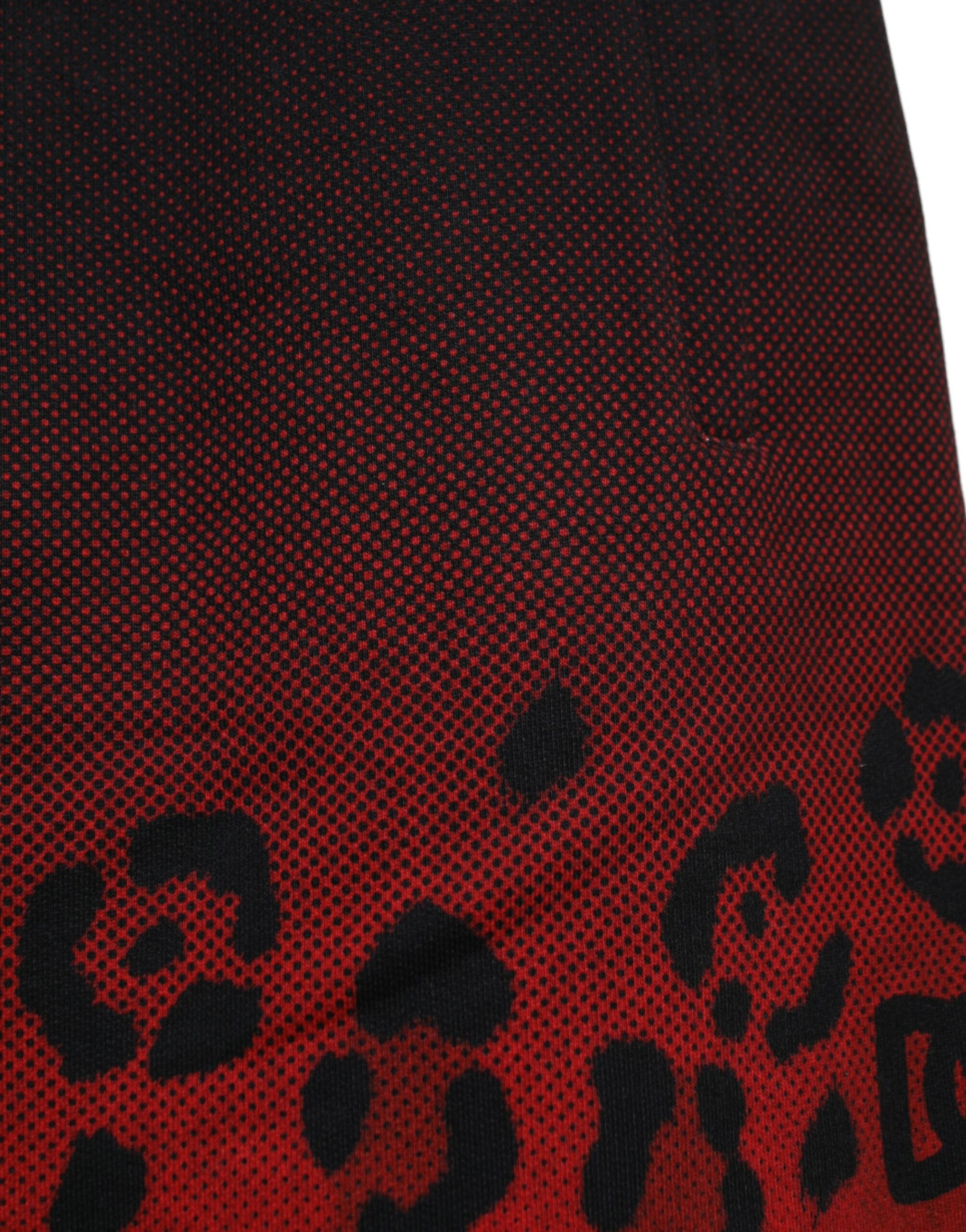 Rode luipaardprint katoenen bermudashorts