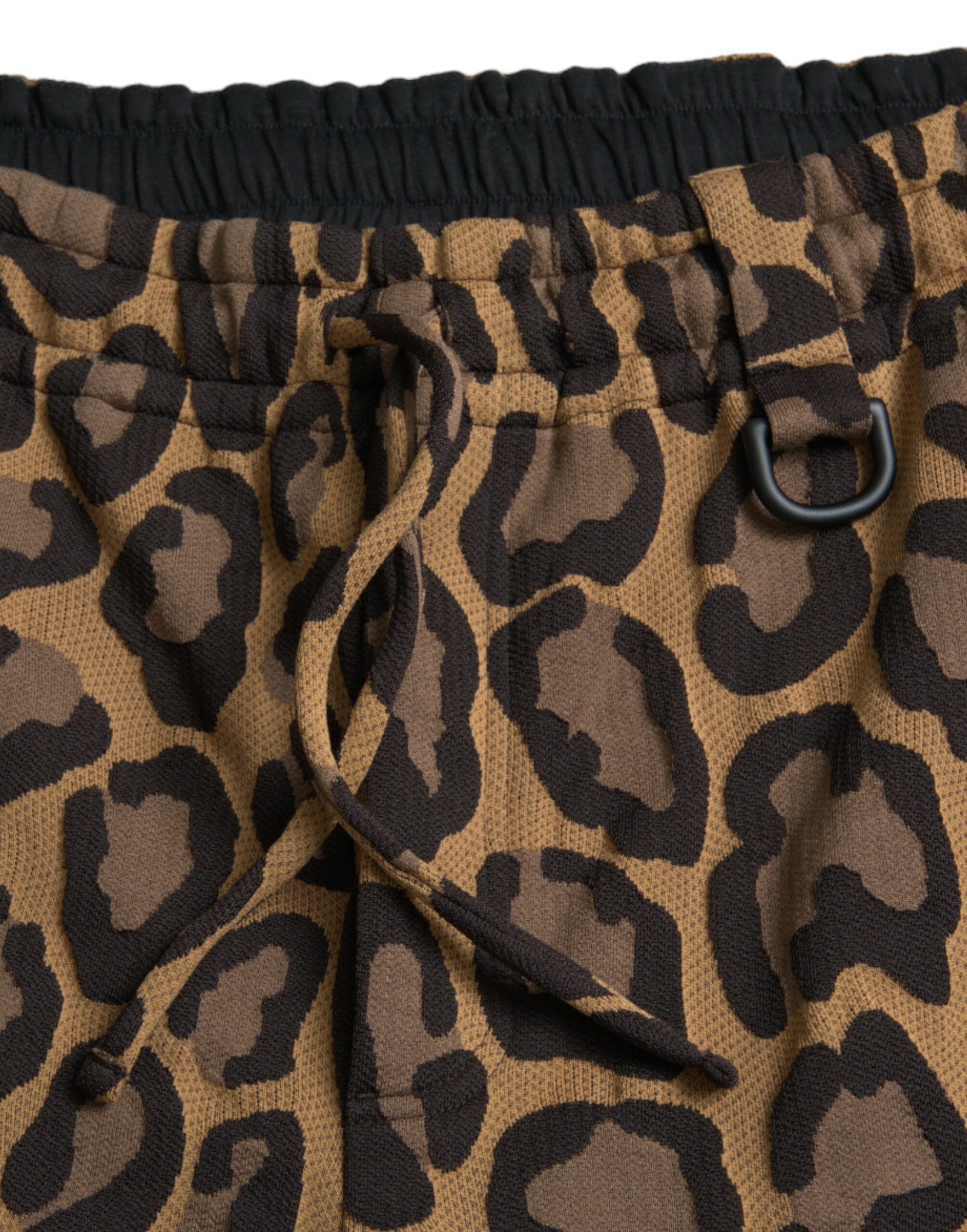 Bruine polyester joggingbroek met luipaardprint