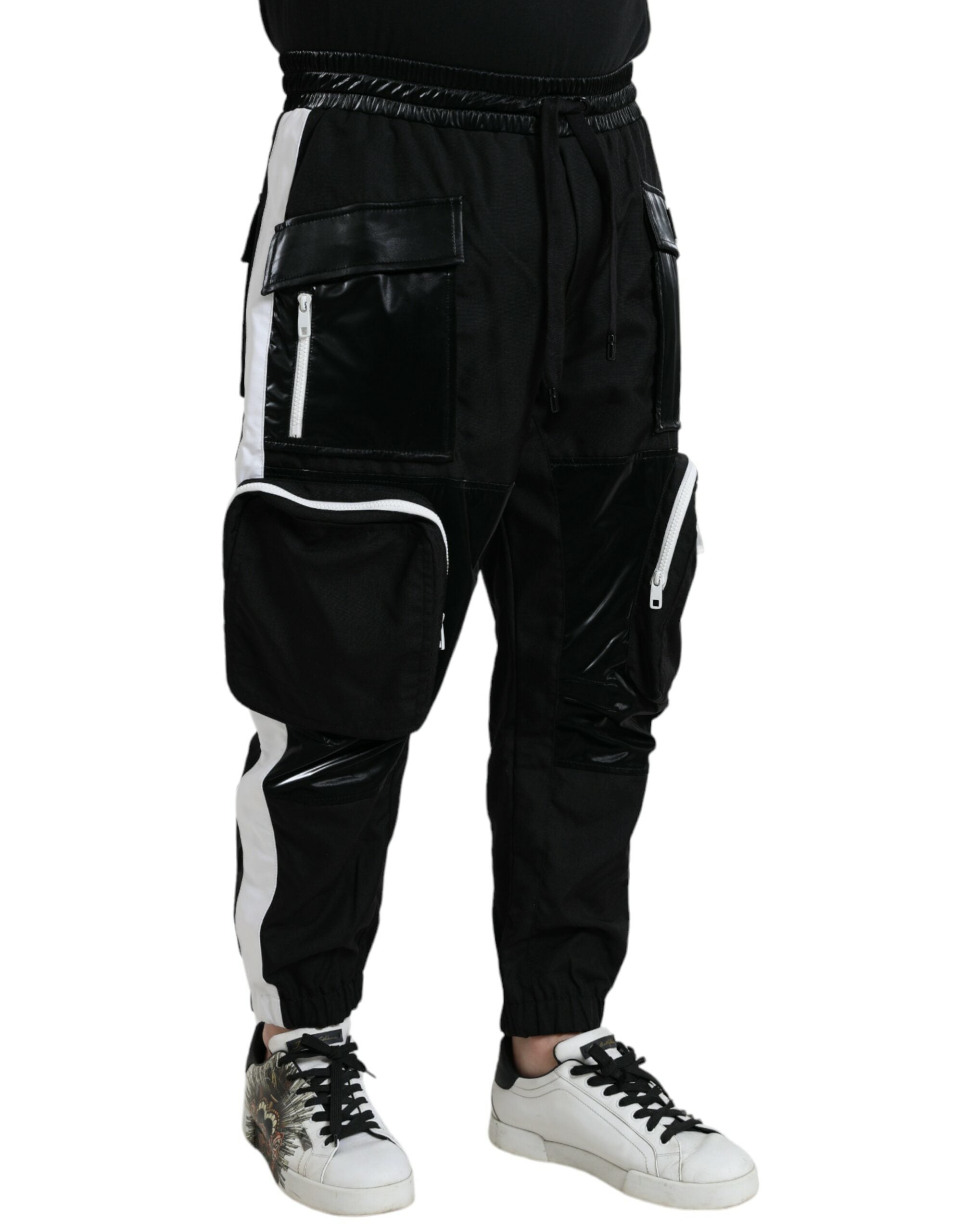 Zwarte nylon cargo joggingbroek voor heren