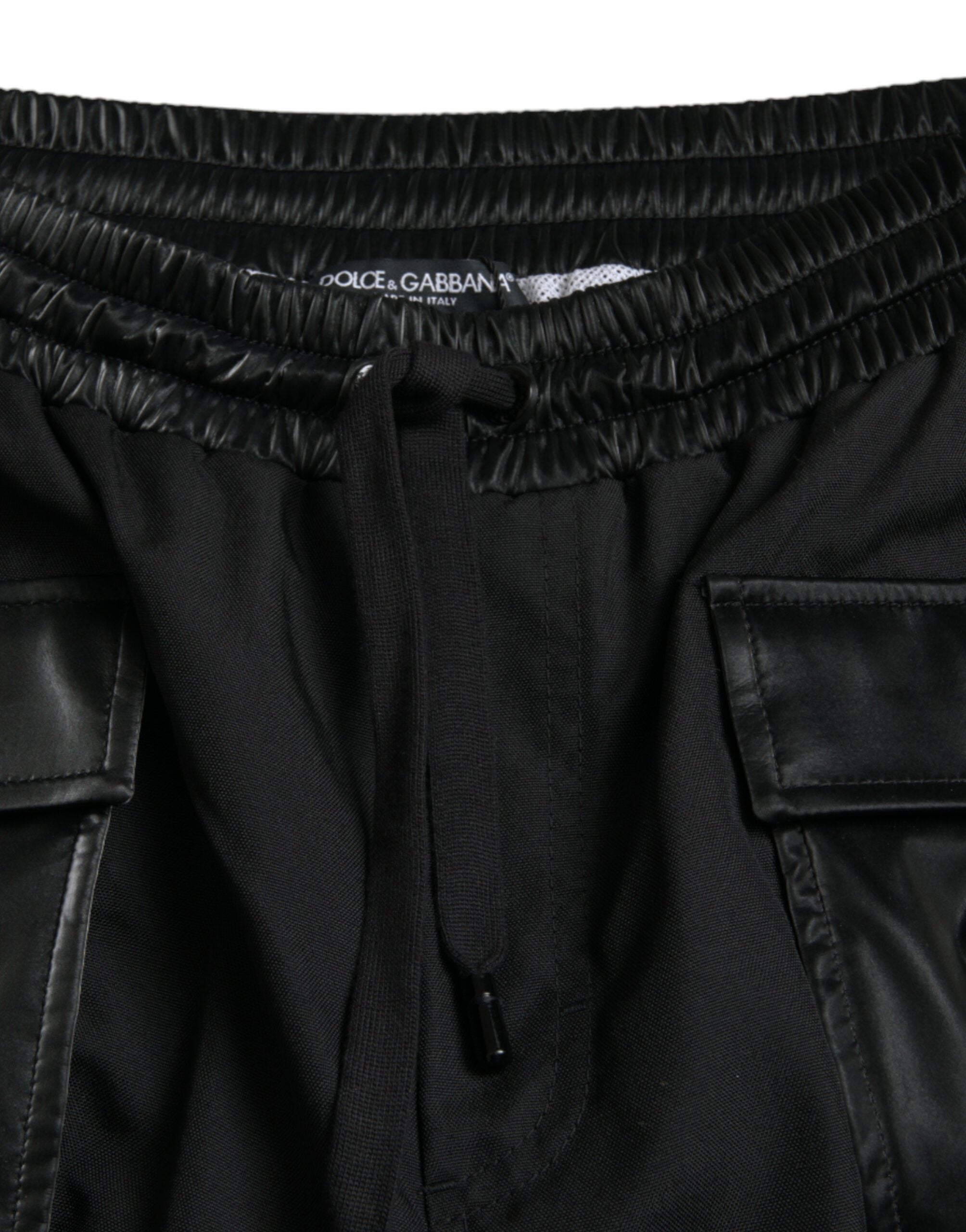 Zwarte nylon cargo joggingbroek voor heren