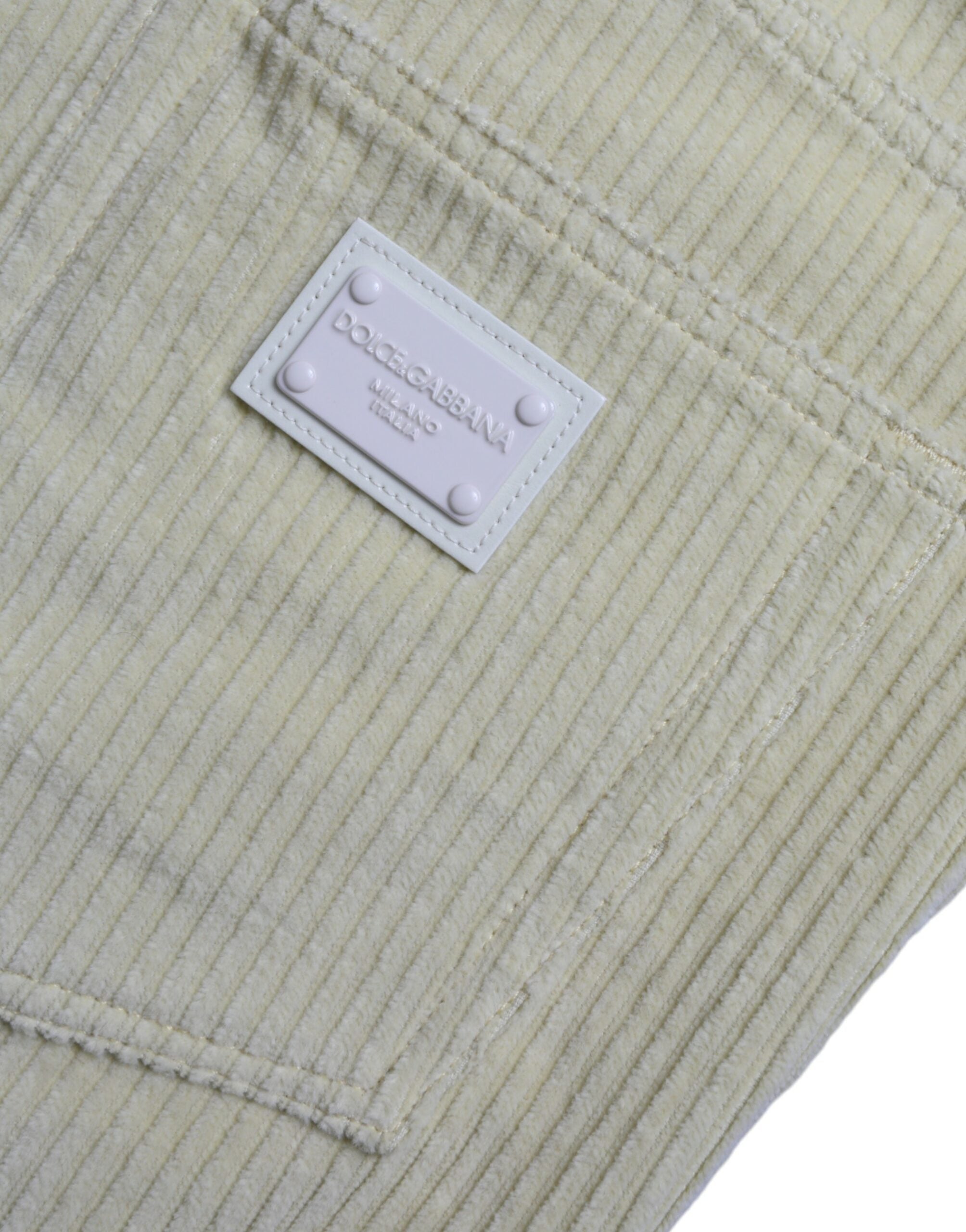 Gele corduroy skinny denim jeans met logo-plaquette