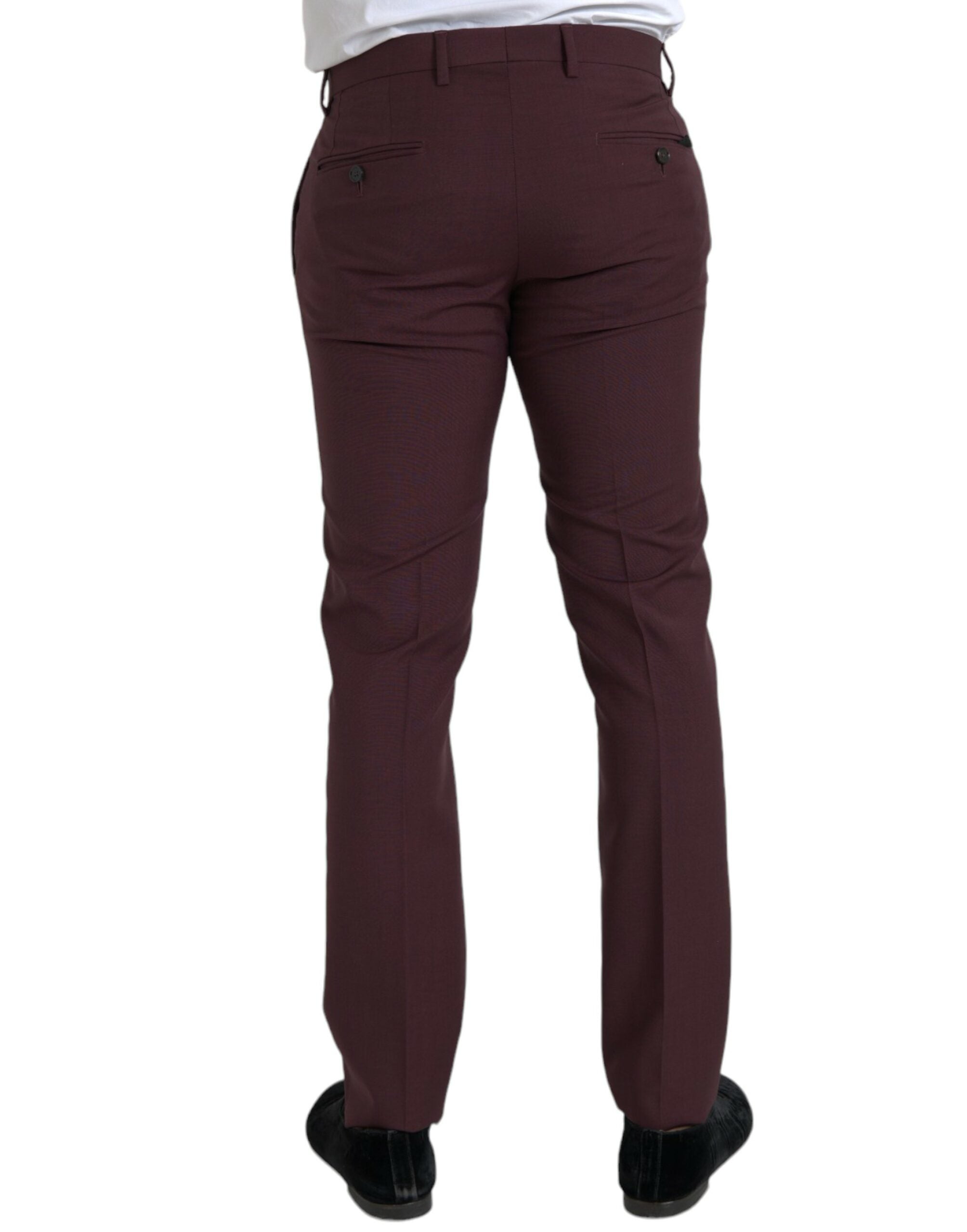 Kastanjebruine wollen heren slim fit pantalon