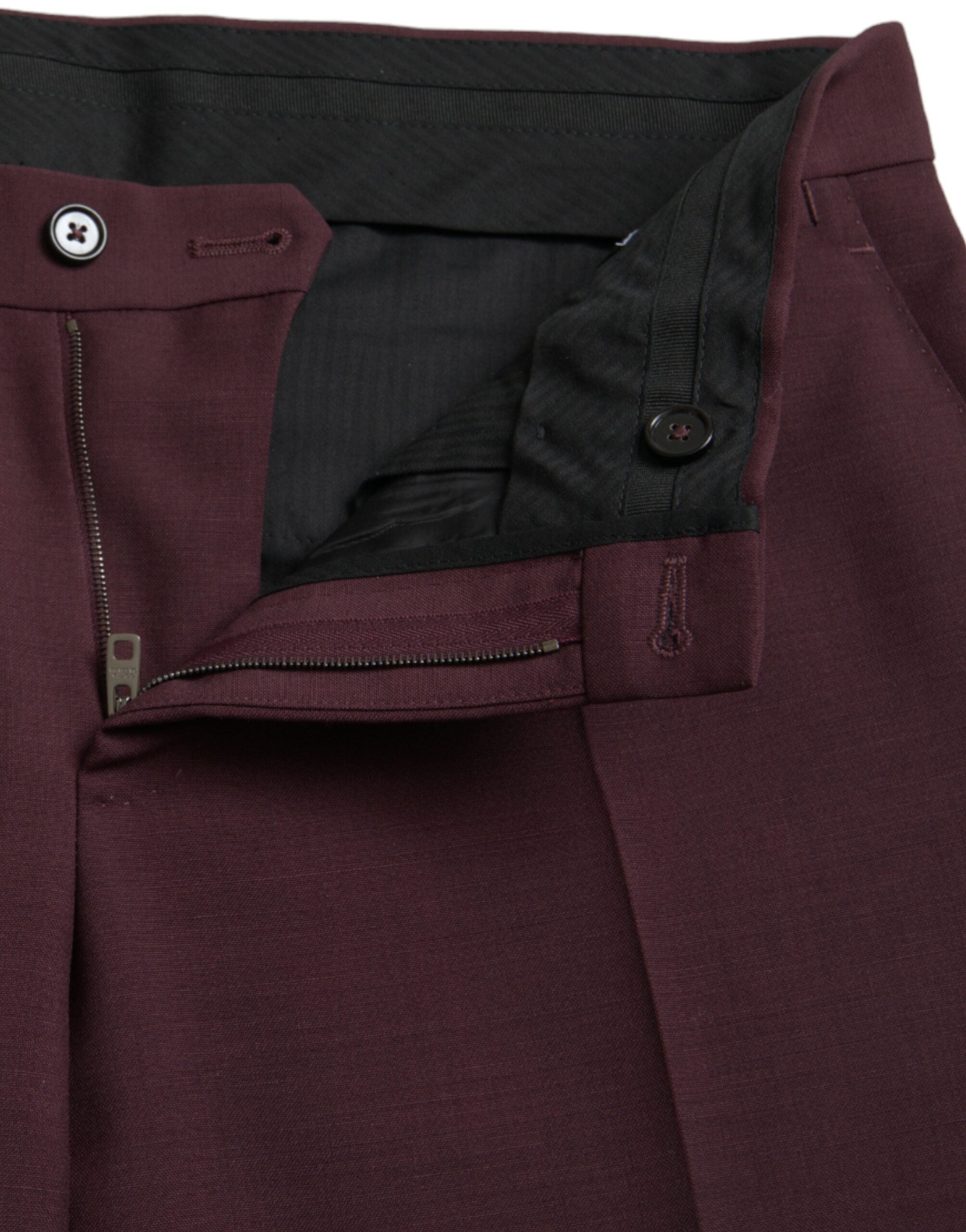 Kastanjebruine wollen heren slim fit pantalon