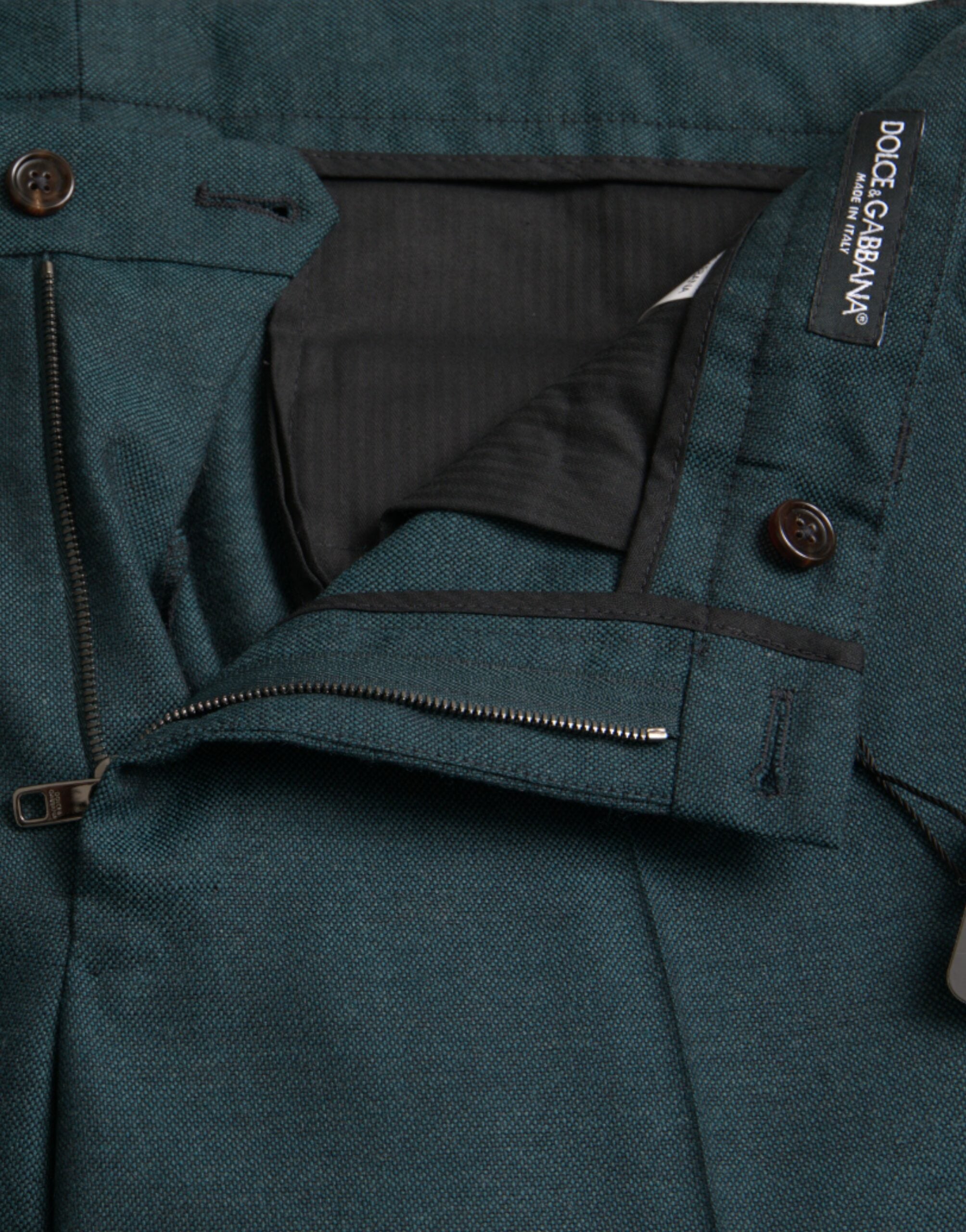 Groene wollen skinny slim-fit broek